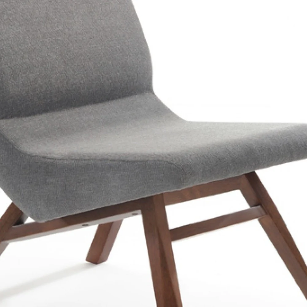 22" Grey And Walnut Solid Color Lounge Chair With Ottoman - Image 6