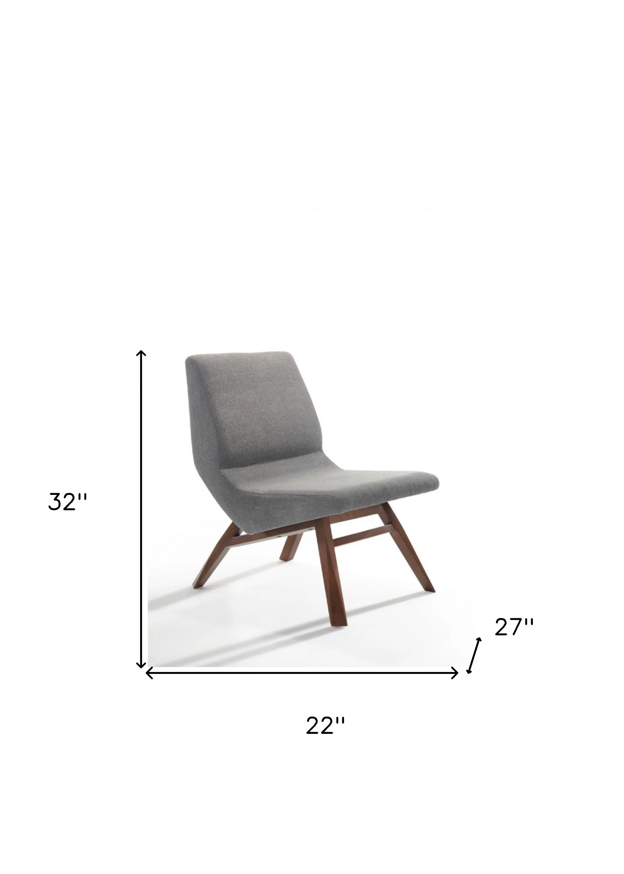 22" Grey And Walnut Solid Color Lounge Chair With Ottoman - Image 8