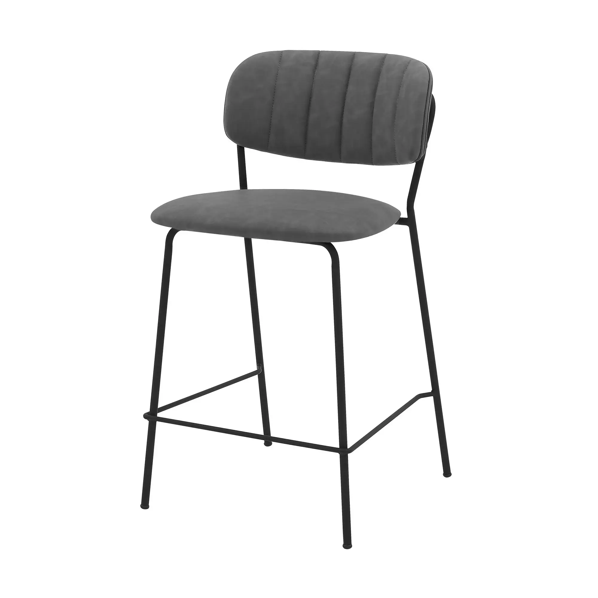 26" Gray And Black Iron Counter Height Bar Chair - Image 4