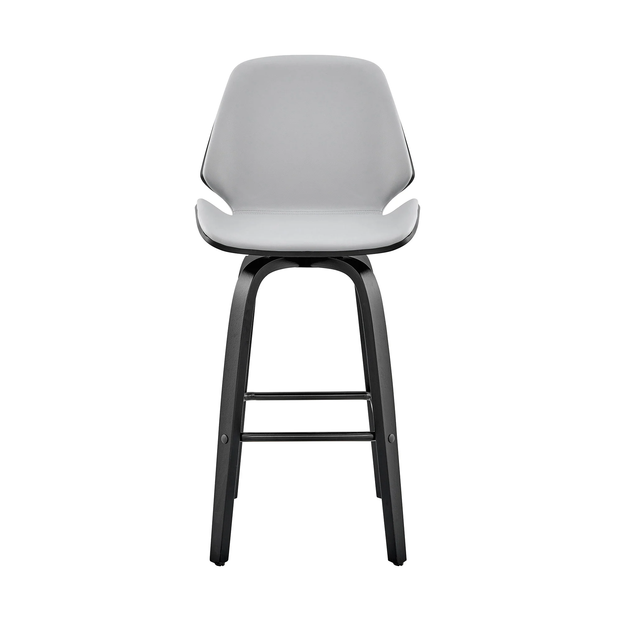26" Gray And Black Iron Swivel Counter Height Bar Chair - Image 2