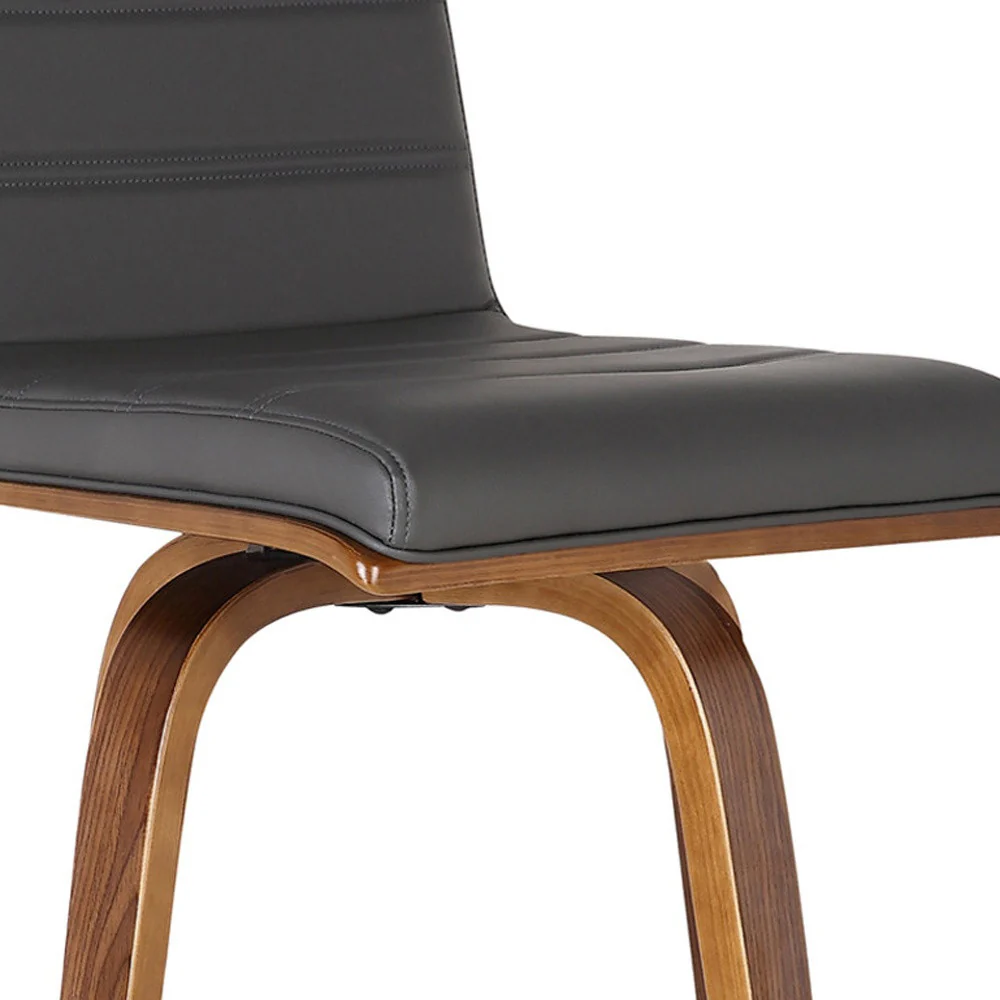 26" Gray And Brown Solid Wood Swivel Low Back Counter Height Bar Chair - Image 5