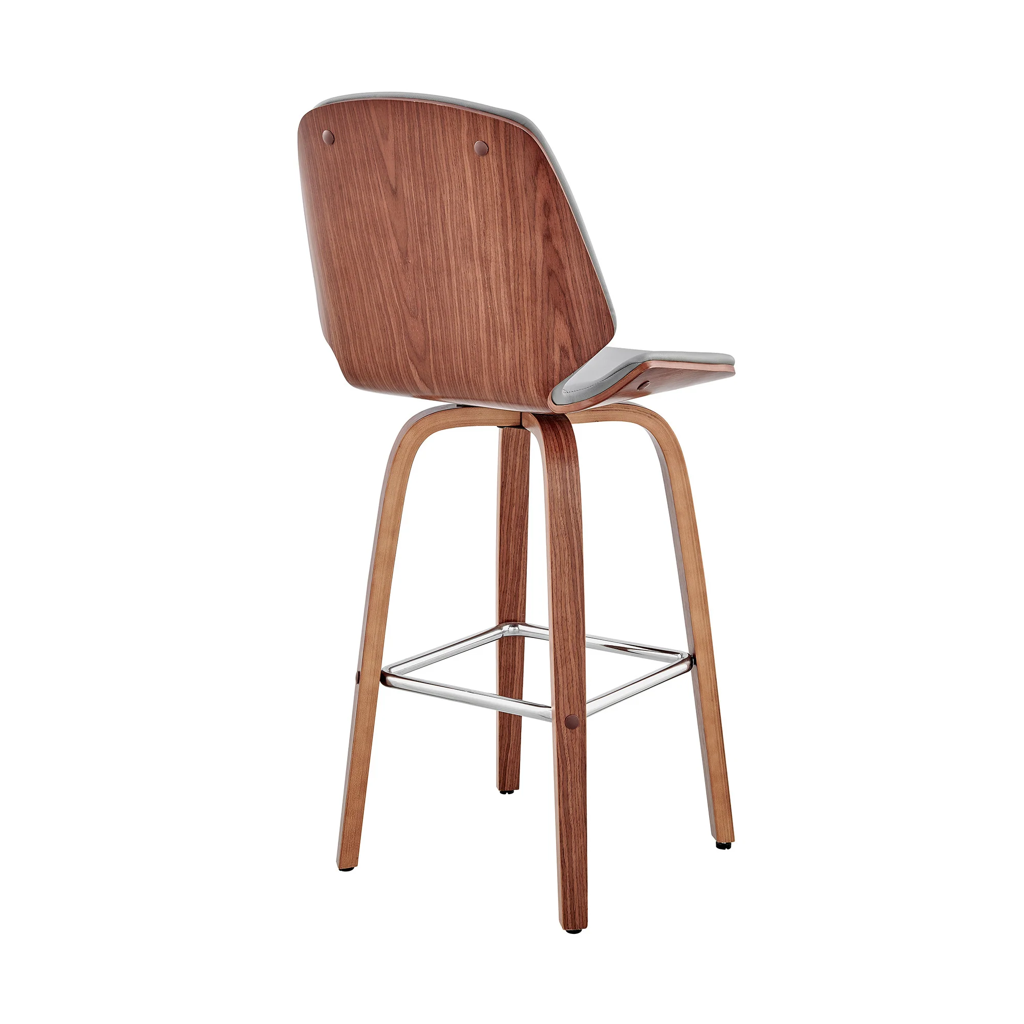 26" Gray And Brown Swivel Counter Height Bar Chair - Image 5