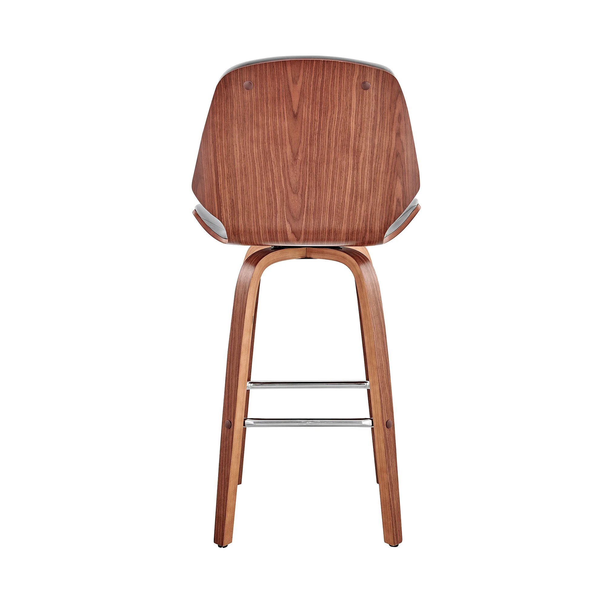 26" Gray And Brown Swivel Counter Height Bar Chair - Image 6