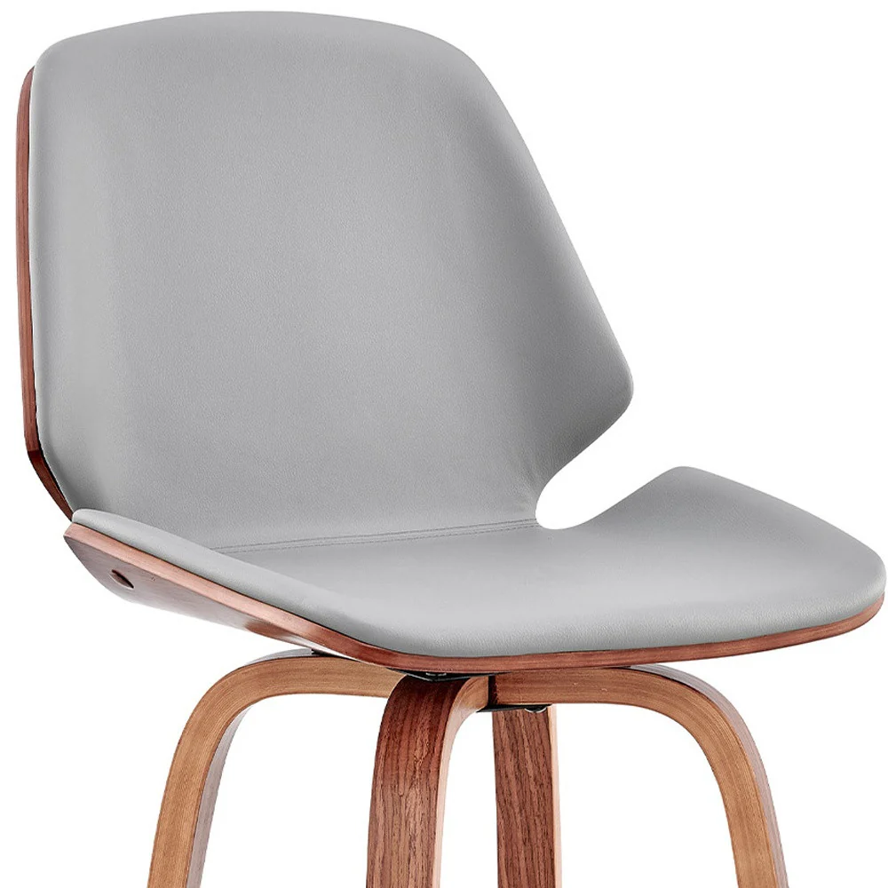 26" Gray And Brown Swivel Counter Height Bar Chair - Image 8