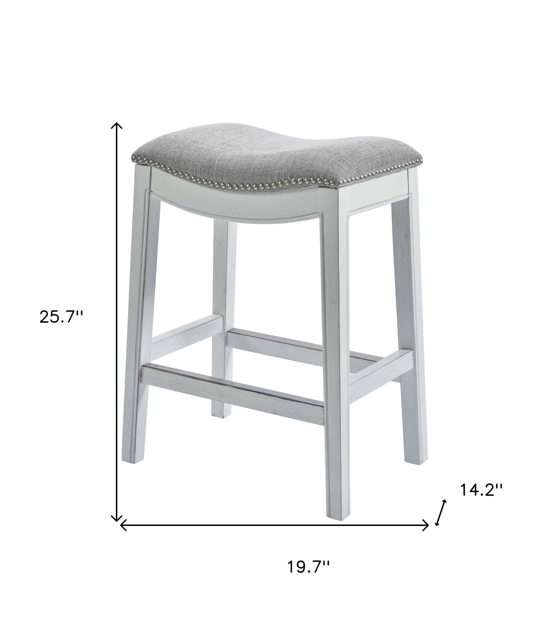 26" Gray And White Solid Wood Backless Counter Height Bar Chair - Image 7