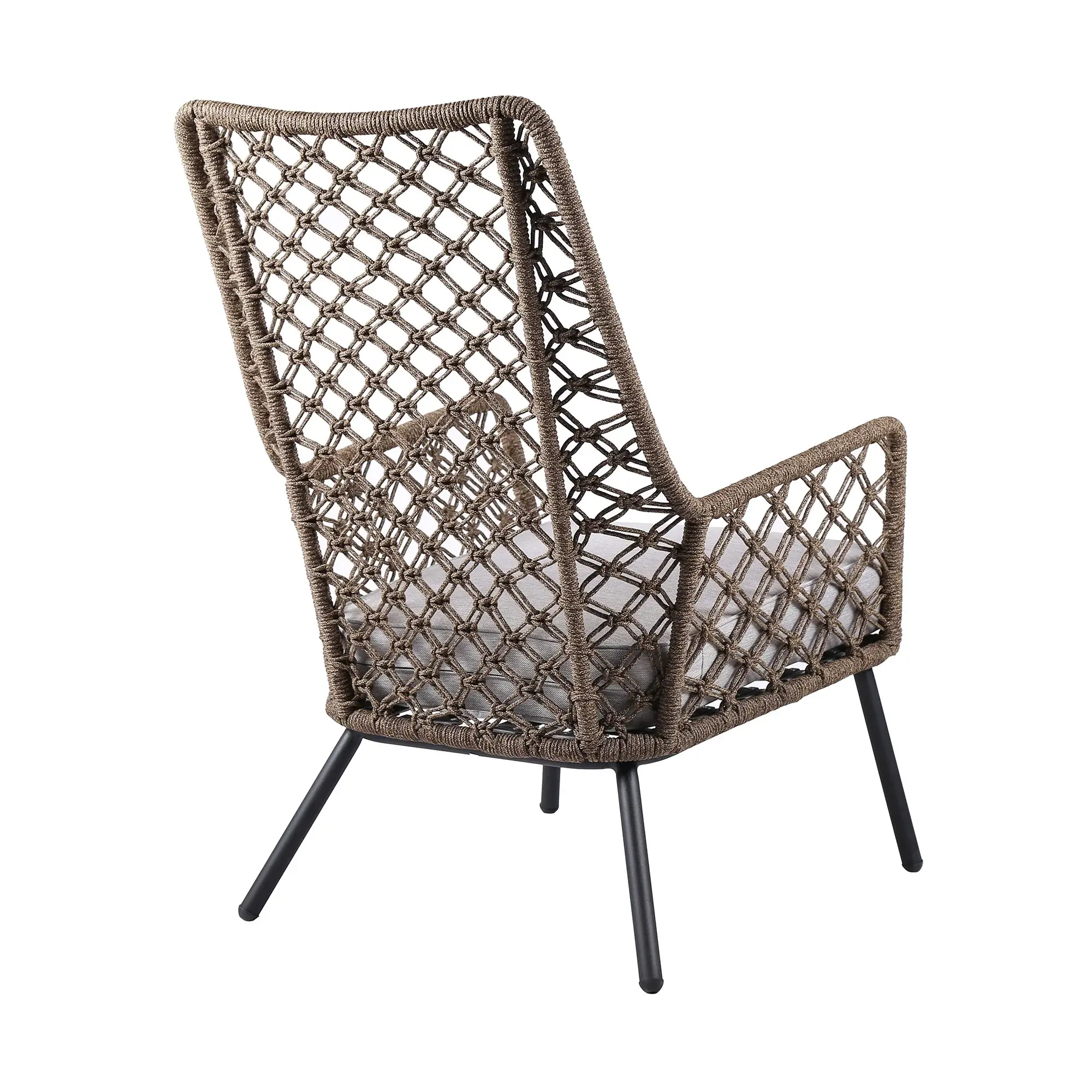 26" Gray Metal Outdoor Arm Chair with Gray Cushion - Image 4