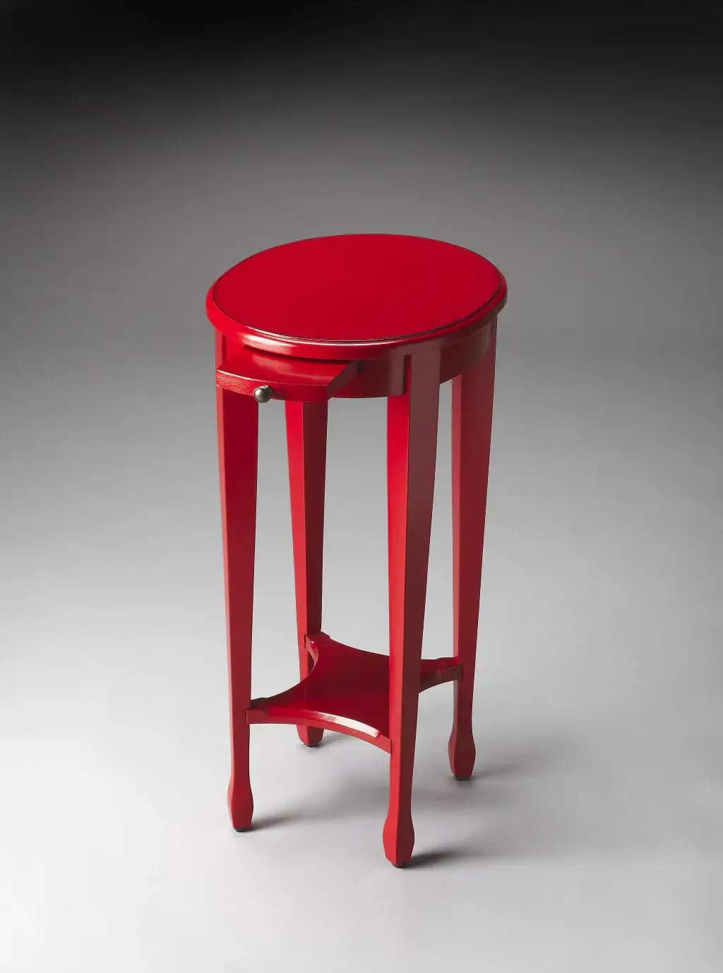 26" Red Manufactured Wood Oval End Table With Shelf - Image 6
