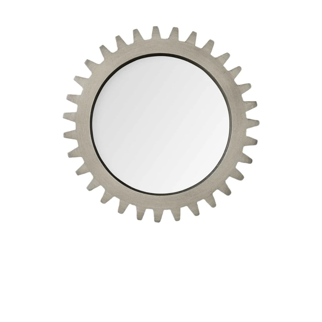 26" Round Grey Wood Frame Wall Mirror - Image 4