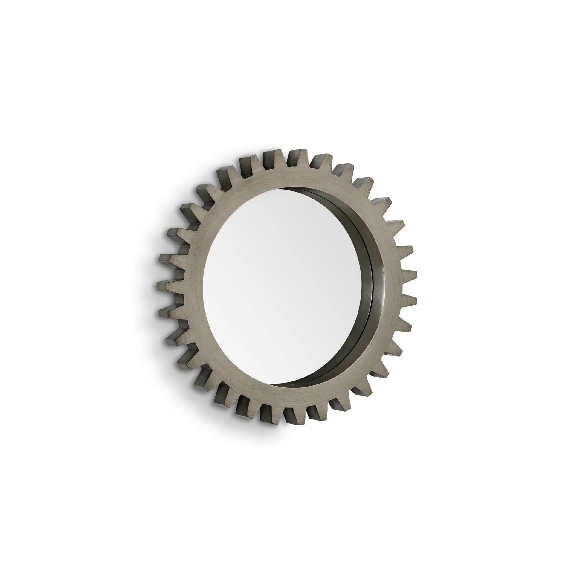 26" Round Grey Wood Frame Wall Mirror - Image 5