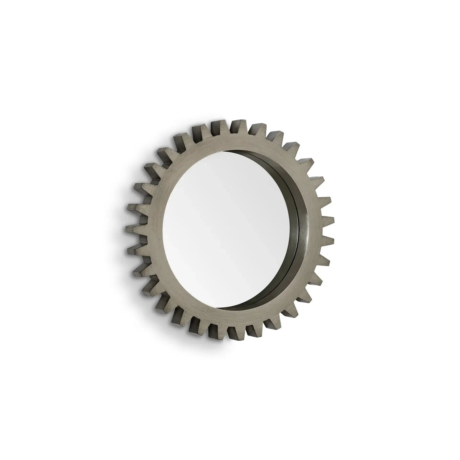 26" Round Grey Wood Frame Wall Mirror - Image 6