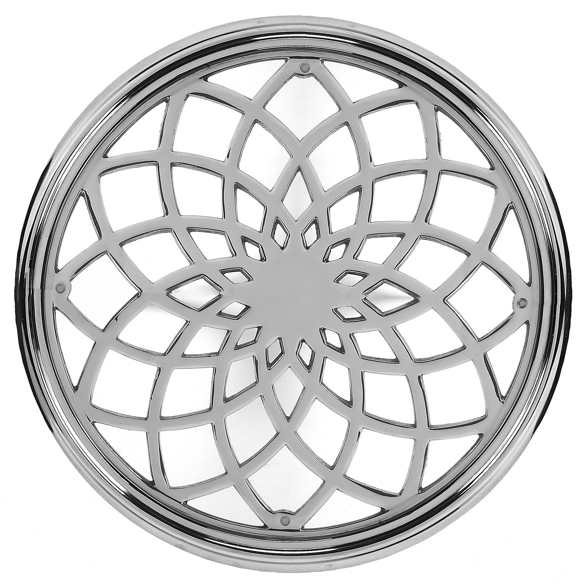 26" Silver Aluminum Open Lattice Round Top End Table - Image 2