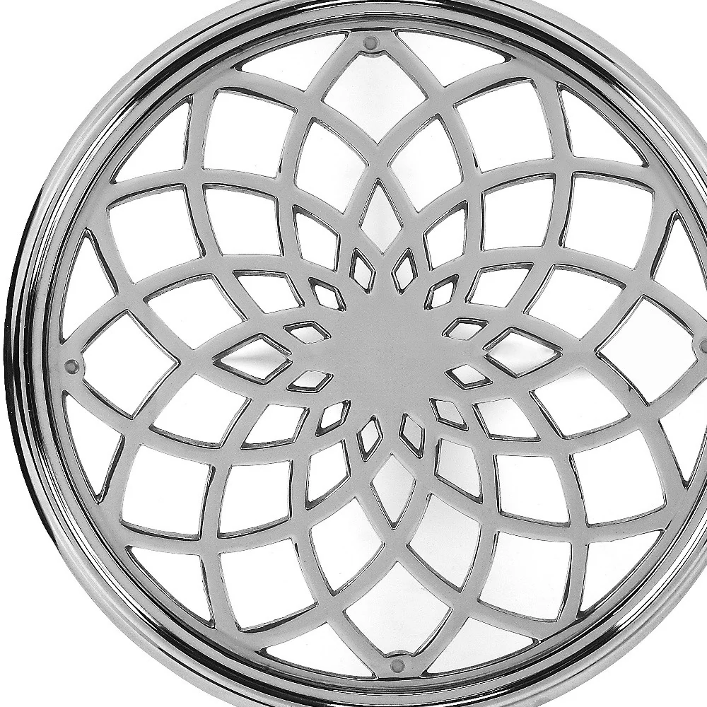 26" Silver Aluminum Open Lattice Round Top End Table - Image 5