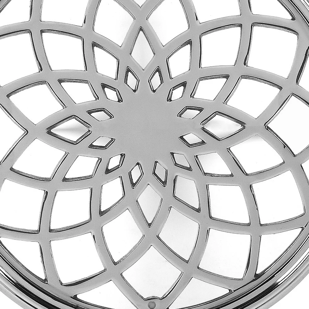 26" Silver Aluminum Open Lattice Round Top End Table - Image 6