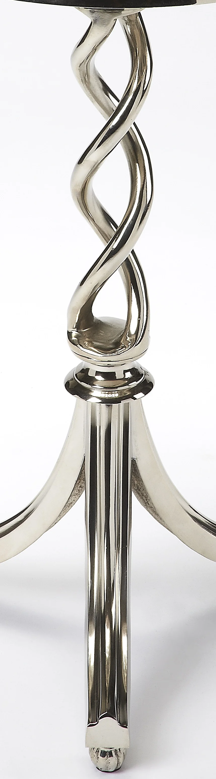 26" Silver Aluminum Open Lattice Round Top End Table - Image 7
