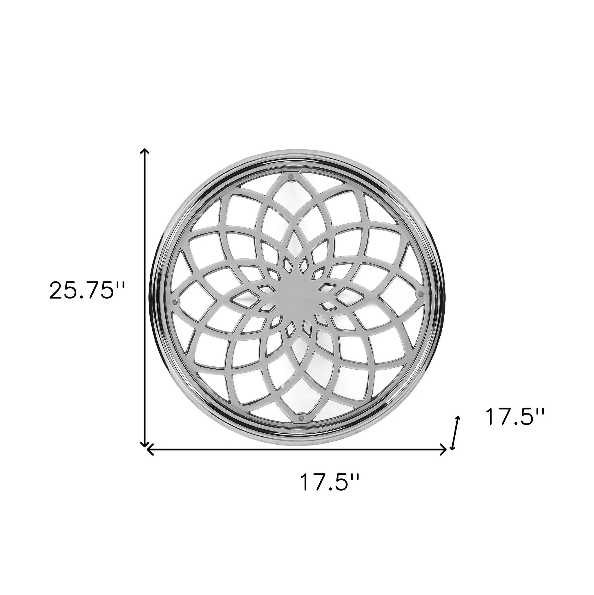 26" Silver Aluminum Open Lattice Round Top End Table - Image 8