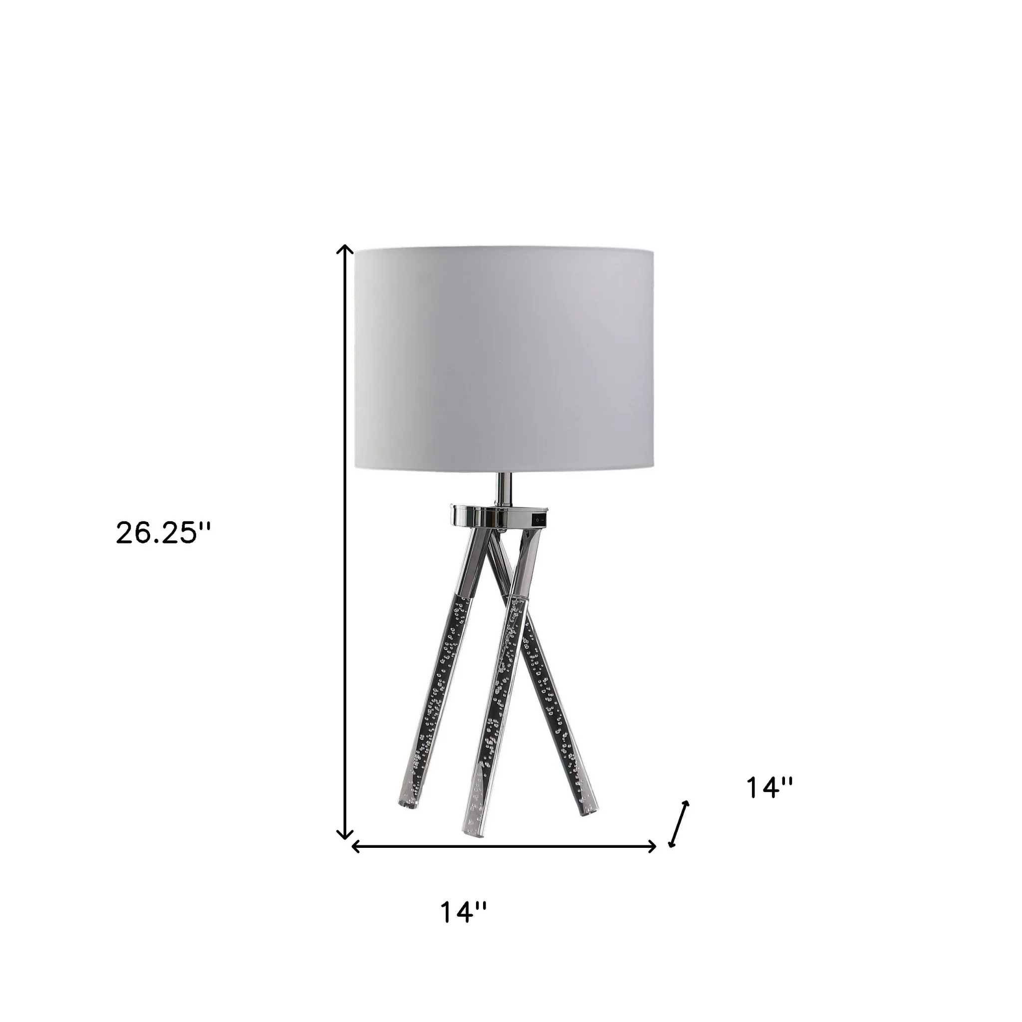 26" Silver and LED Acrylic Tripod Table Lamp With White Shade - Image 7