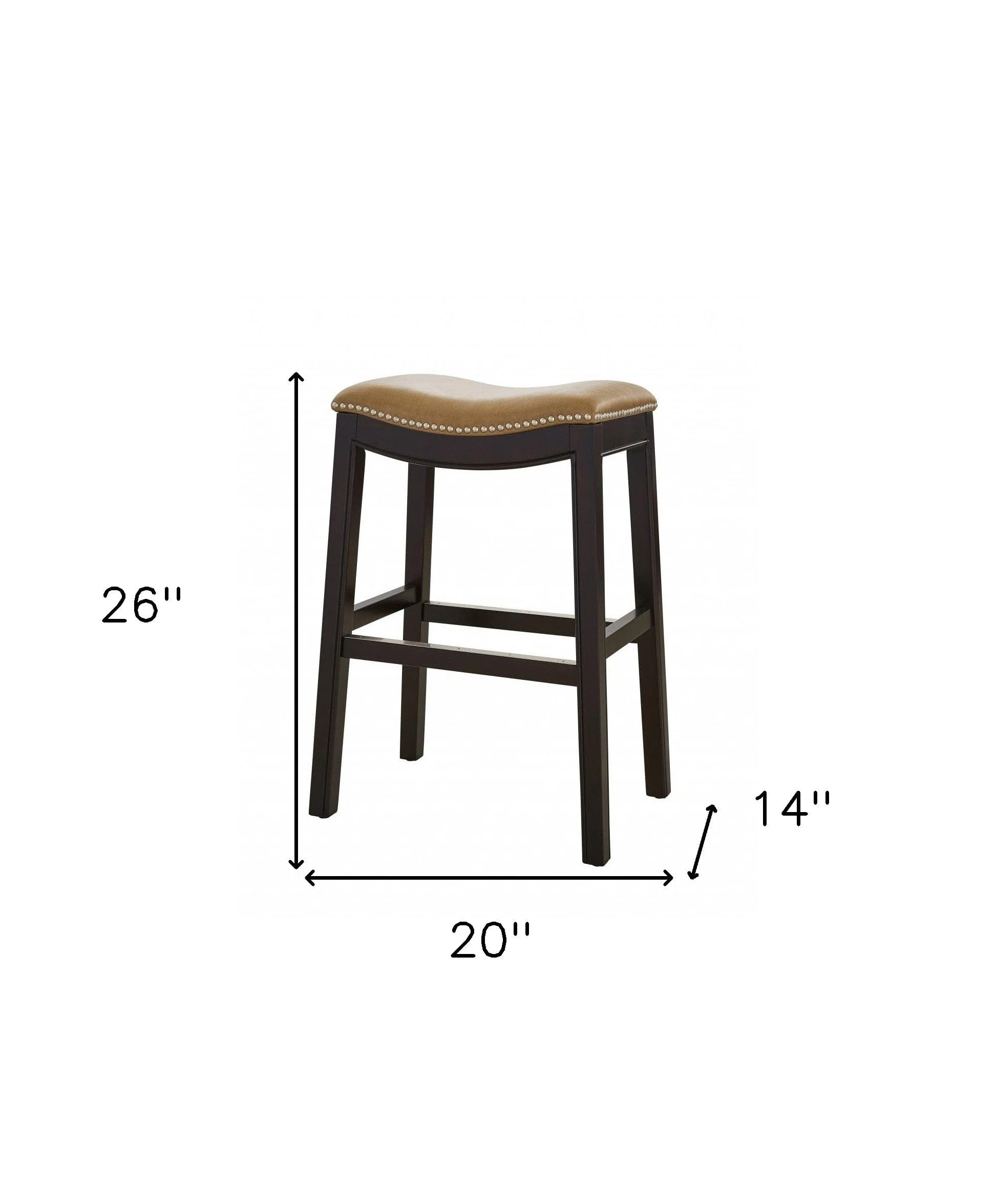 26" Tan And Espresso Solid Wood Backless Bar Height Bar Chair - Image 7