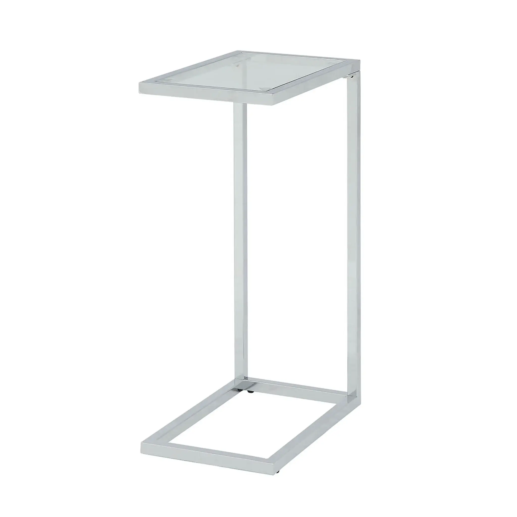 26" White And Clear Glass End Table - Image 2