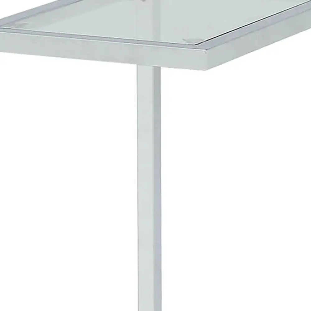 26" White And Clear Glass End Table - Image 3