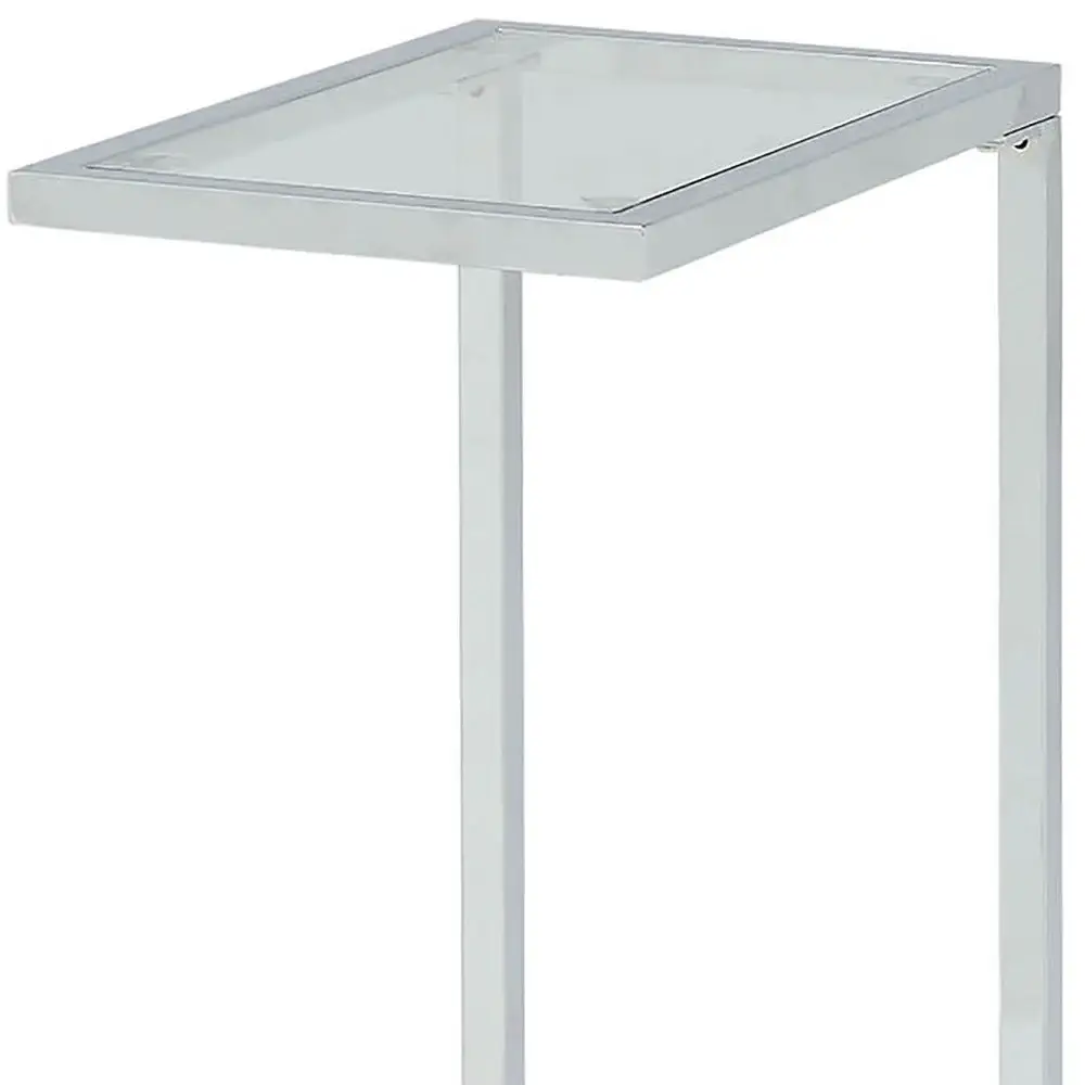 26" White And Clear Glass End Table - Image 4