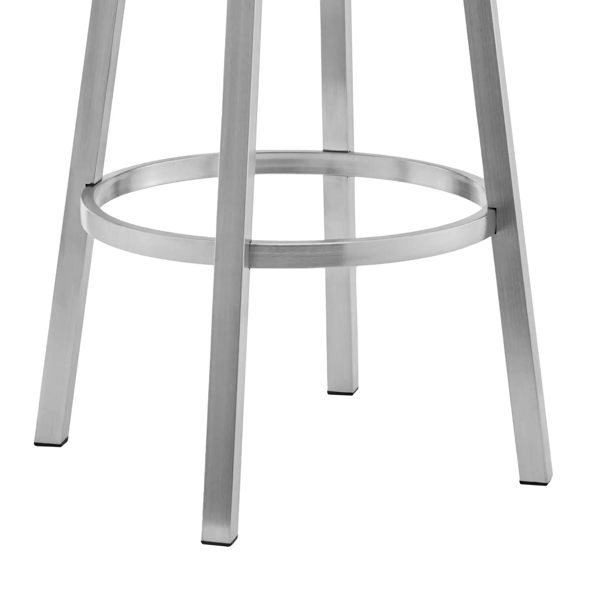 26" White And Silver Faux Leather And Stainless Steel Low Back Counter Height Swivel Bar Chair - Image 8