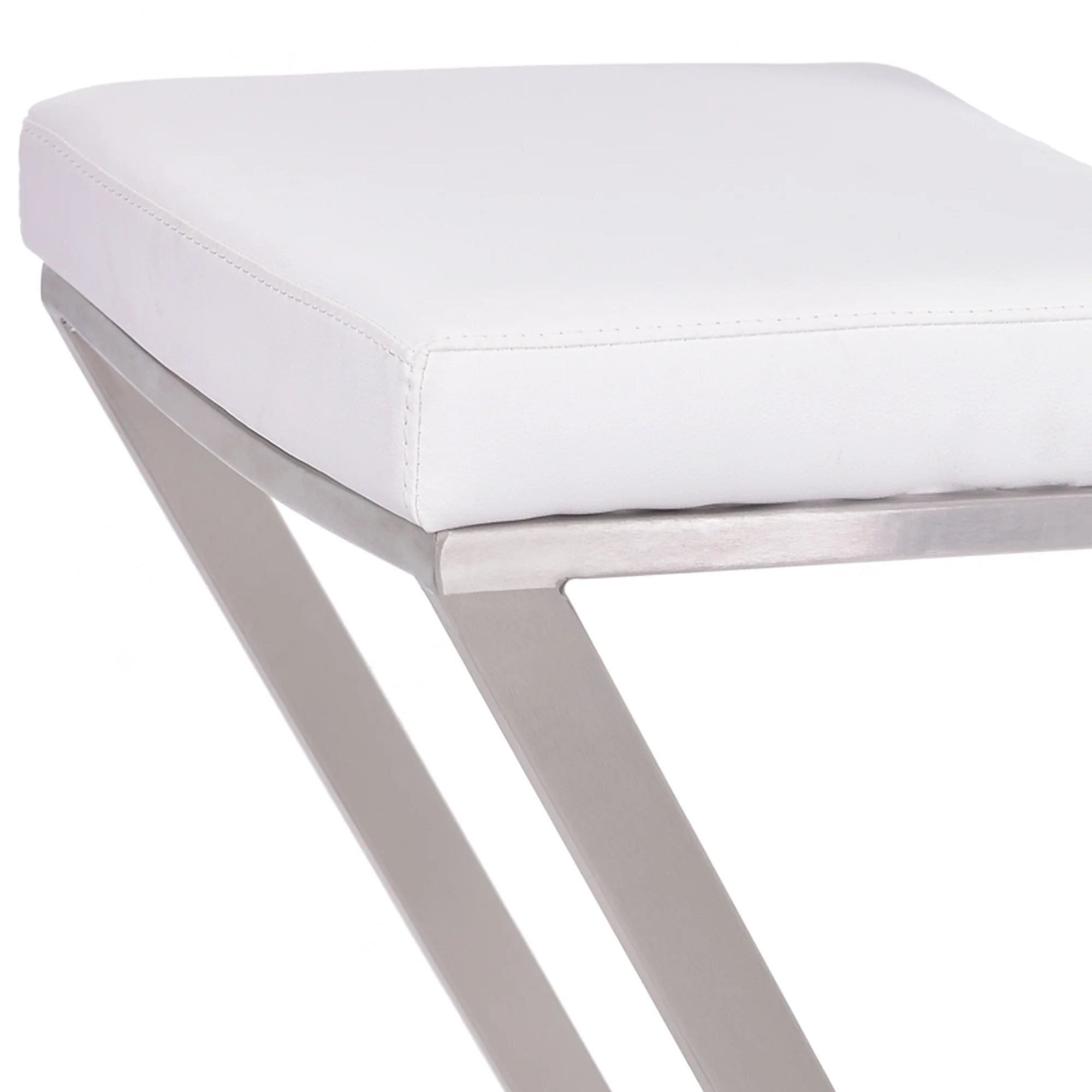 26" White And Silver Iron Backless Counter Height Bar Chair - Image 5