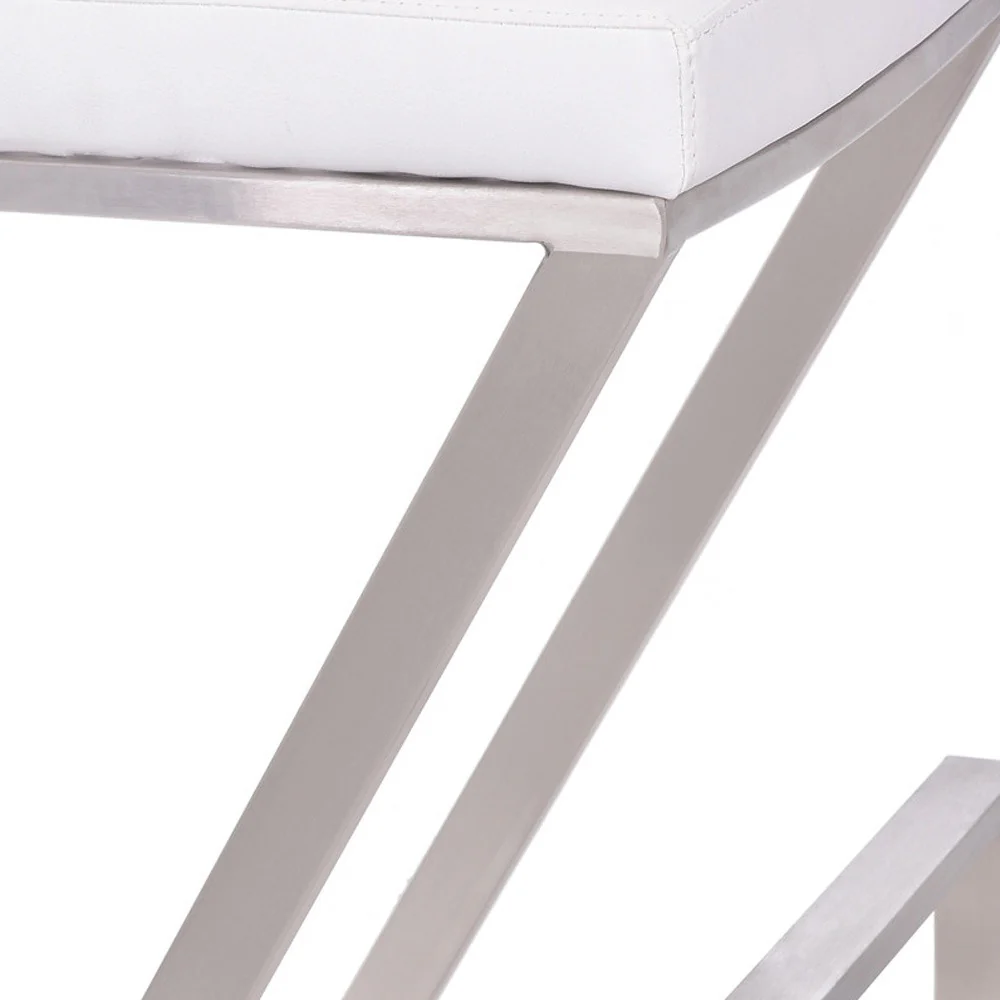 26" White And Silver Iron Backless Counter Height Bar Chair - Image 7