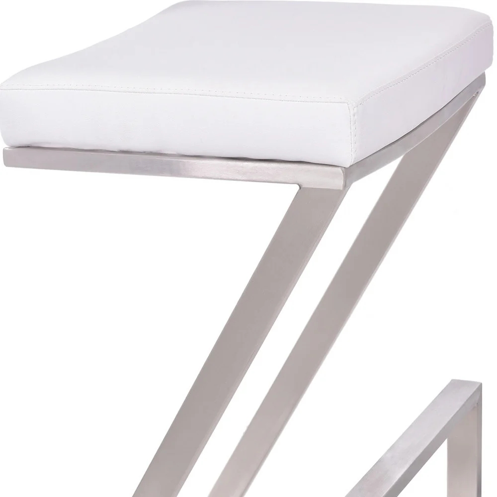 26" White And Silver Iron Backless Counter Height Bar Chair - Image 8
