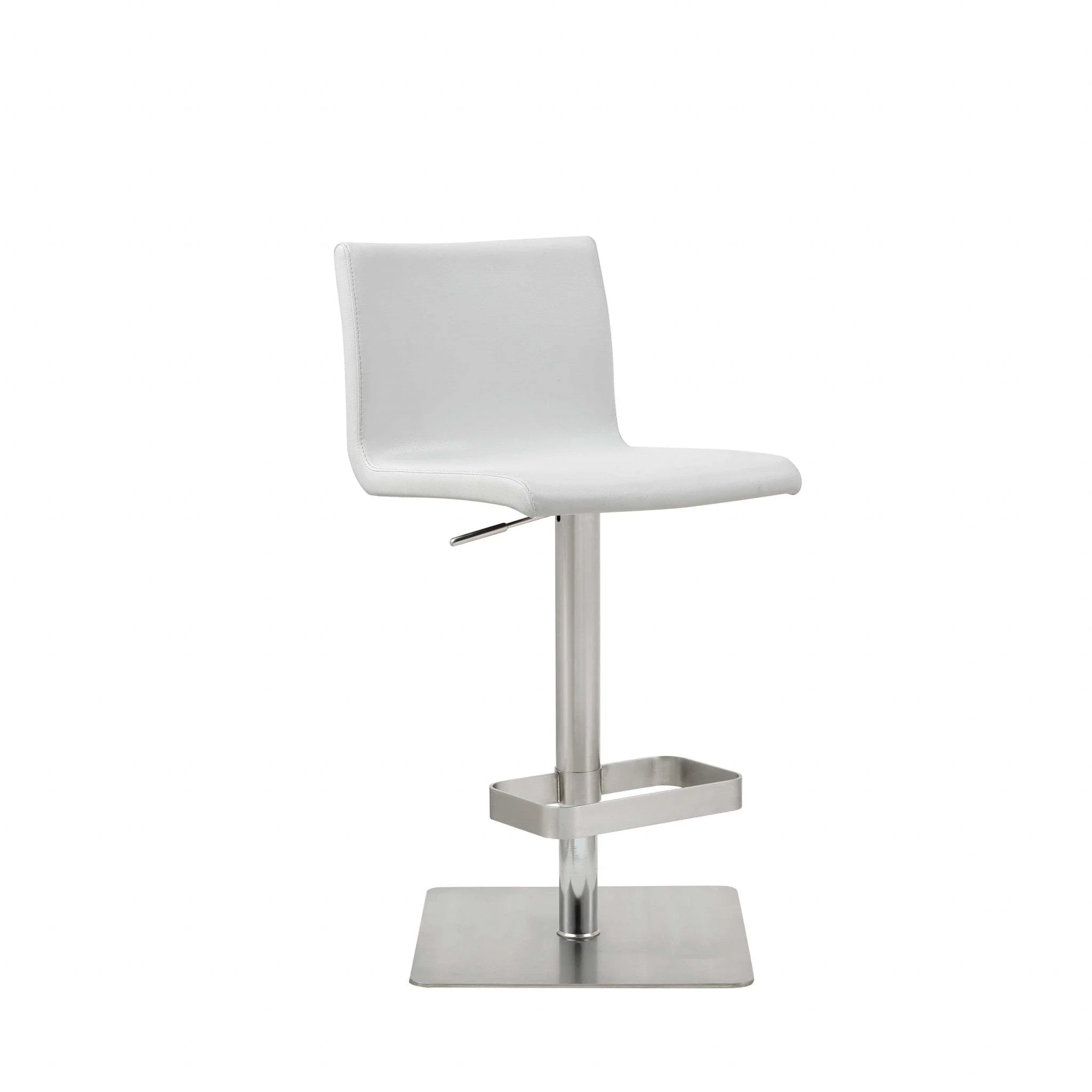 26 " White And Silver Stainless Steel Counter Height Bar Chair - Image 3