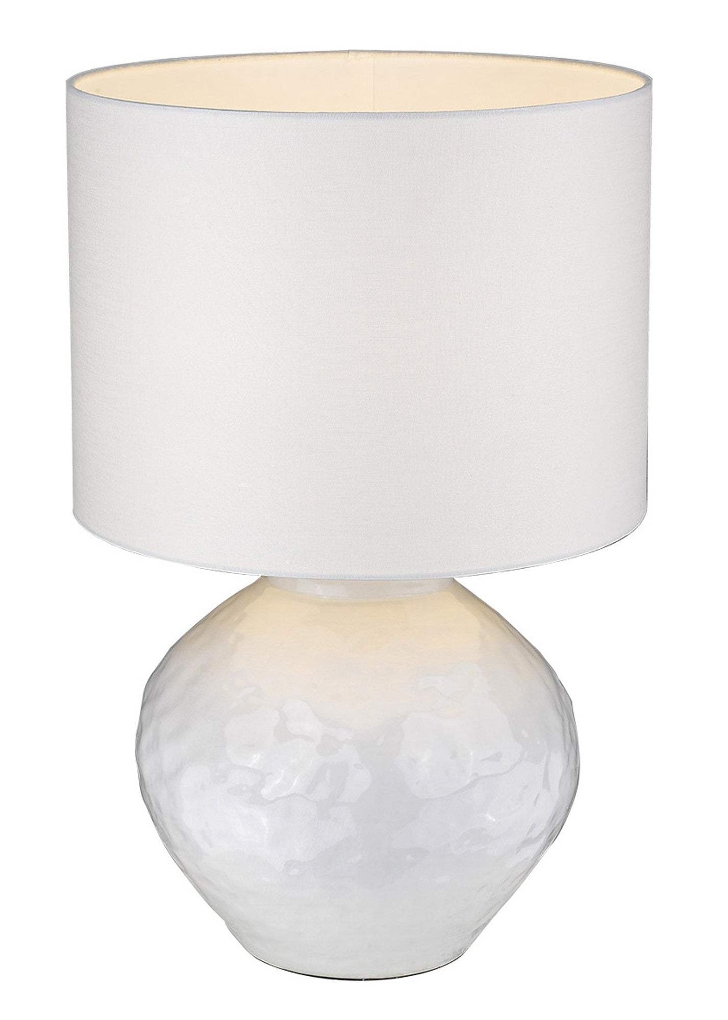 26" White Ceramic Table Lamp With White Drum Shade - Image 2