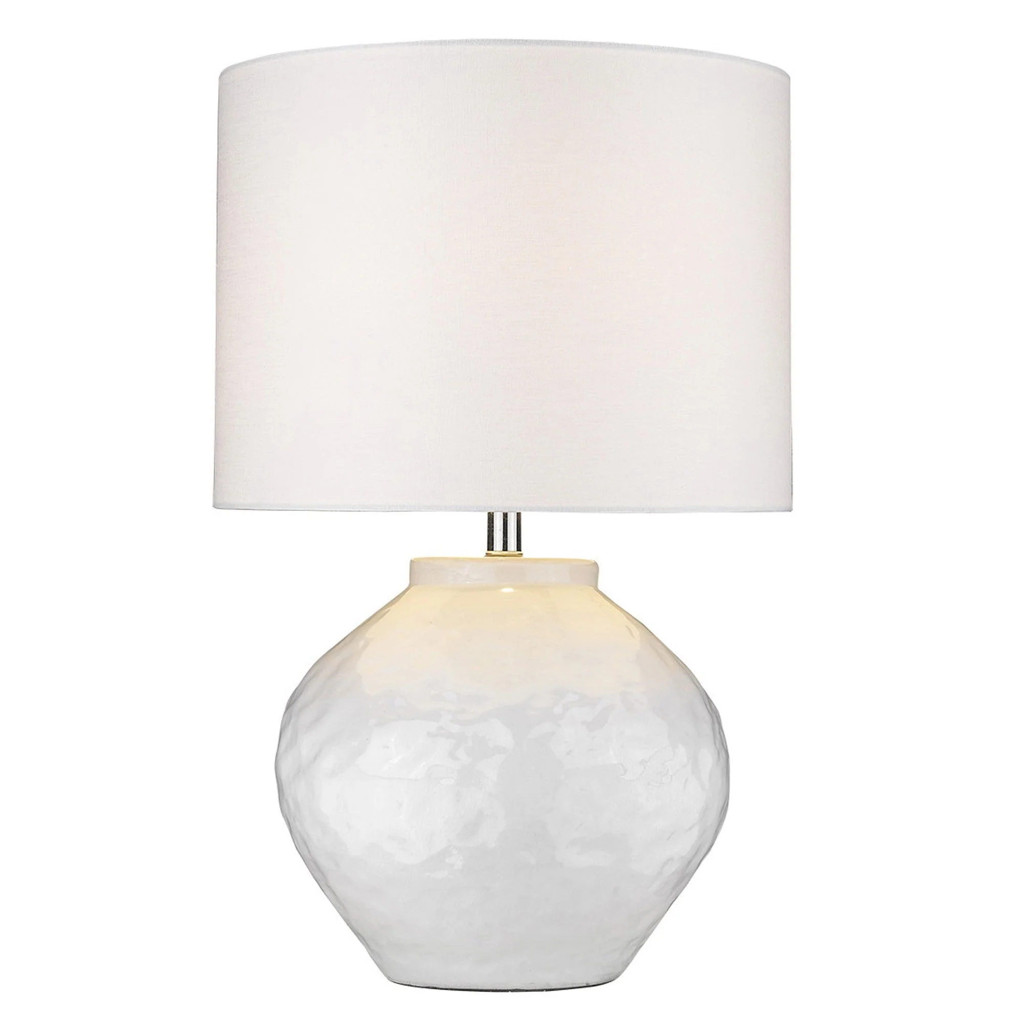 26" White Ceramic Table Lamp With White Drum Shade - Image 3