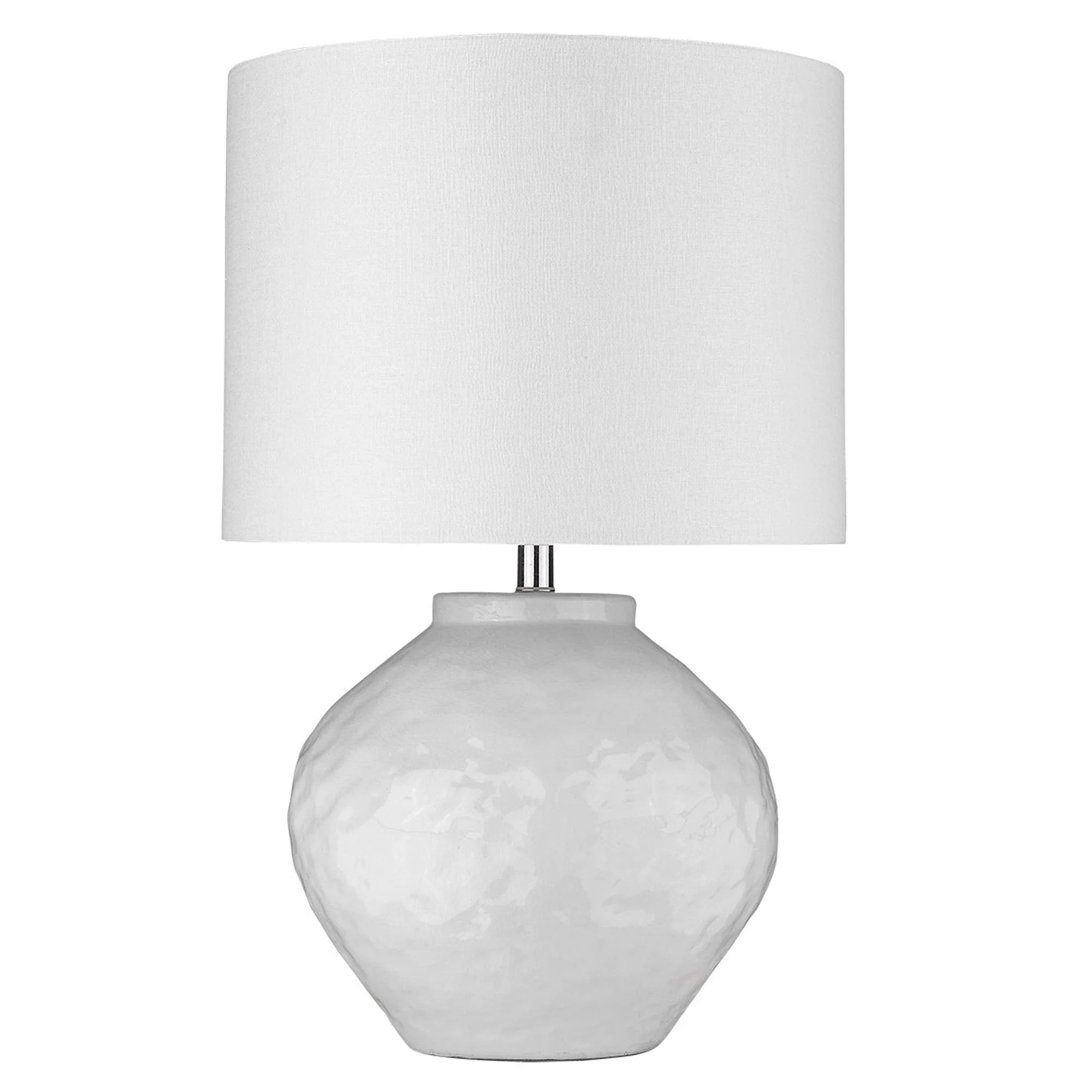 26" White Ceramic Table Lamp With White Drum Shade - Image 4