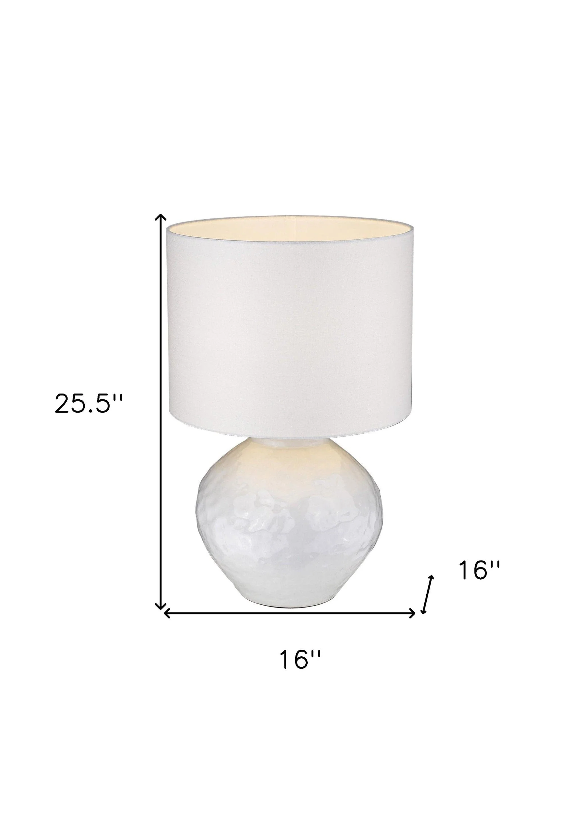 26" White Ceramic Table Lamp With White Drum Shade - Image 7