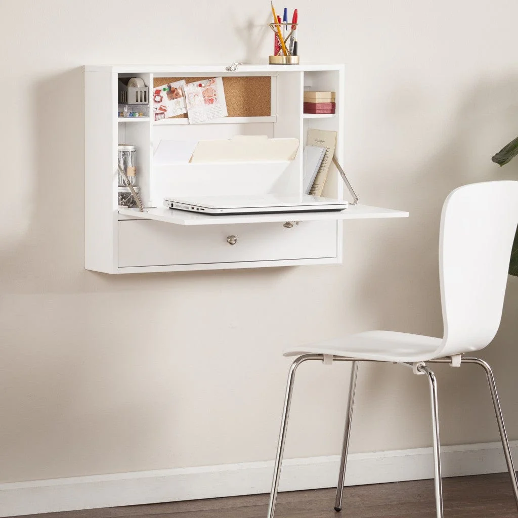 26" White Wall Mounted Floating Desk - Image 8