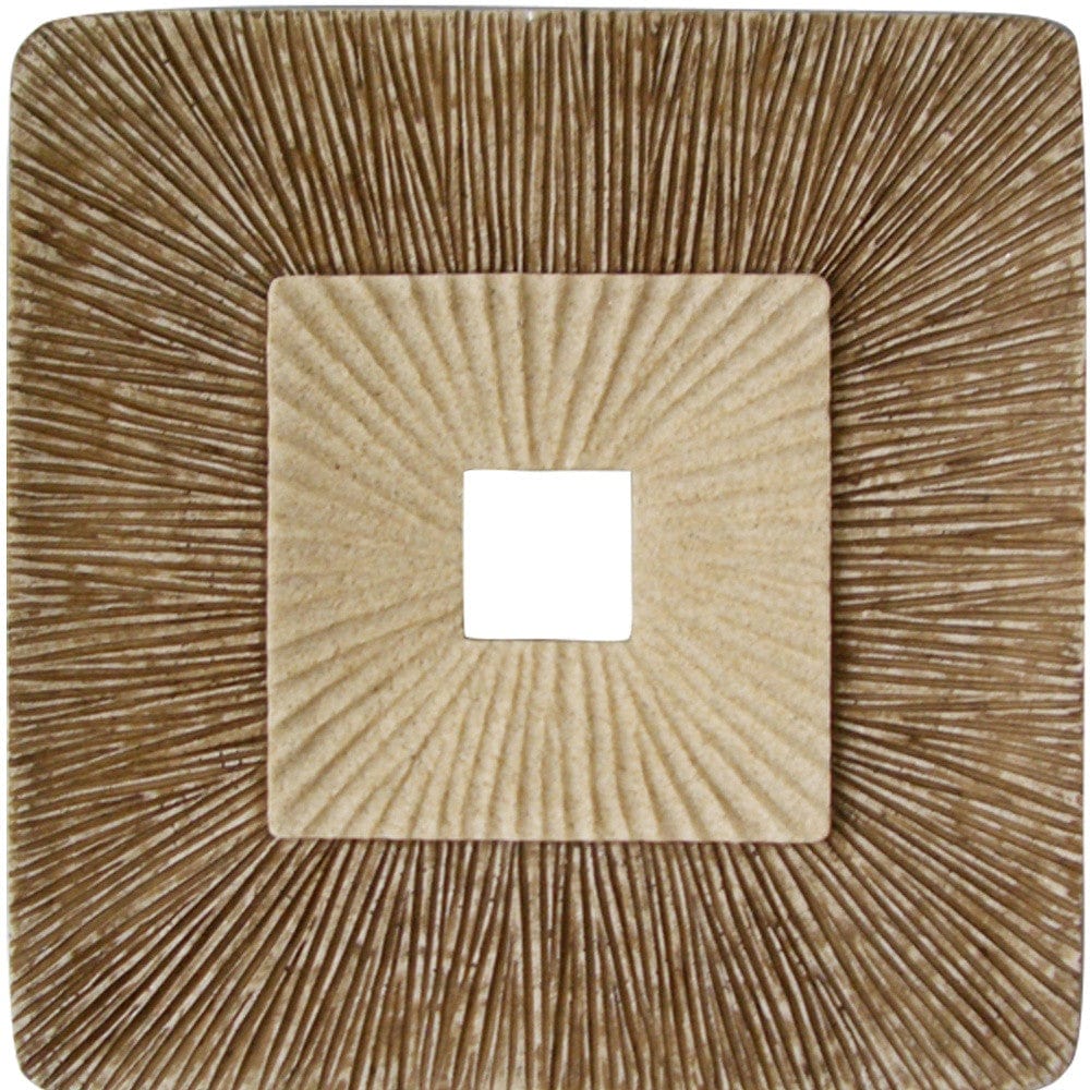 26" X 26" X 2" Brown Concave Square Double Layer Ribbed  Wall Plaque - Image 3