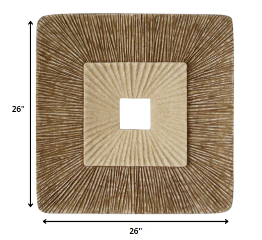 26" X 26" X 2" Brown Concave Square Double Layer Ribbed  Wall Plaque - Image 6