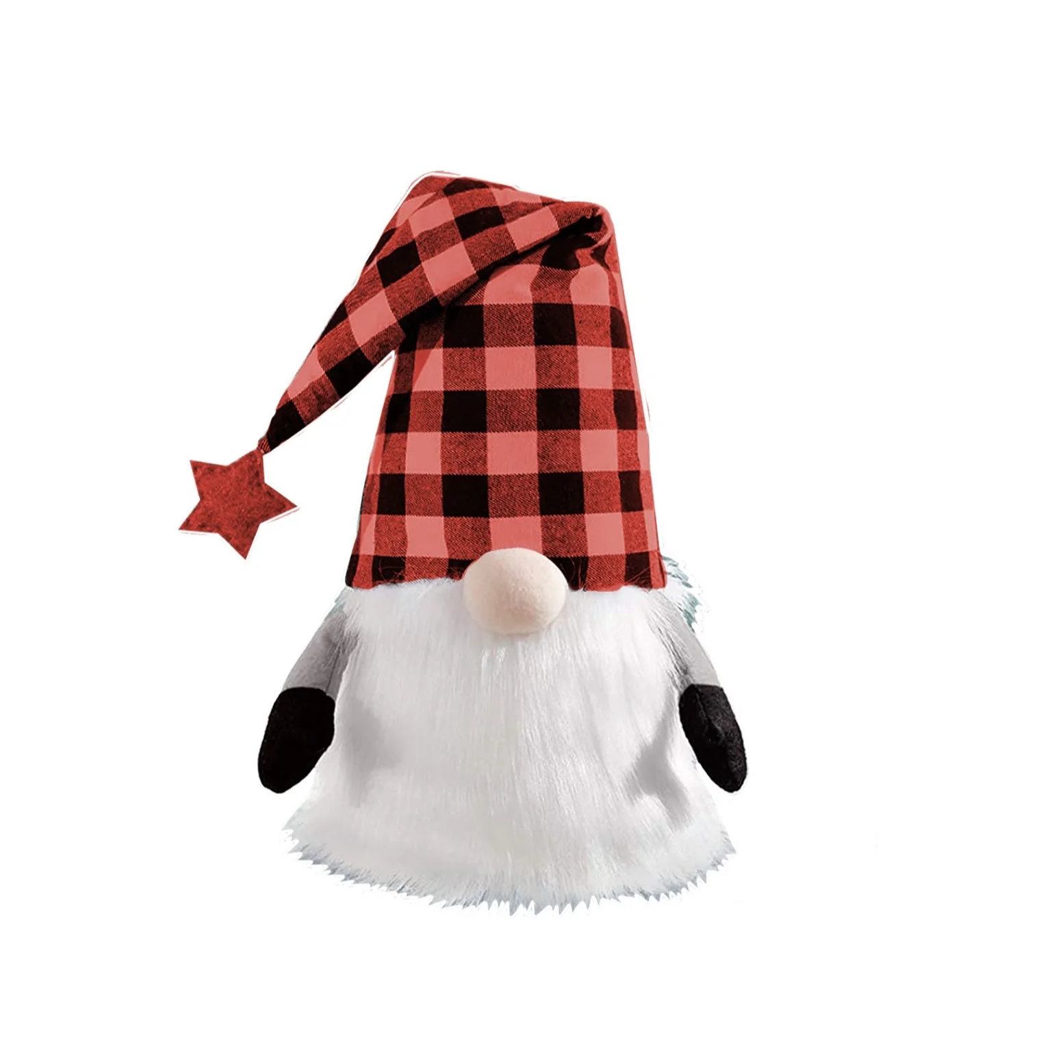 27" Black And Black Felt And Faux Fur Gnome Adjustable Height Tree Topper - Image 3
