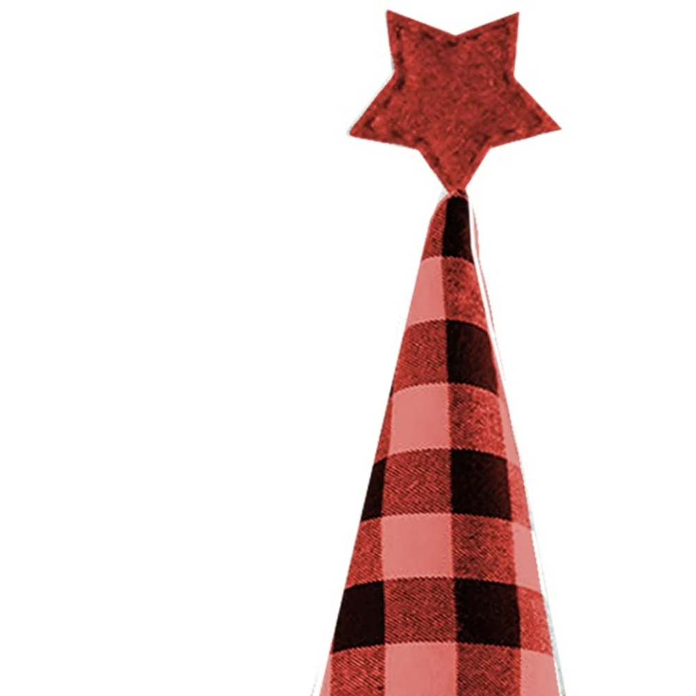 27" Black And Black Felt And Faux Fur Gnome Adjustable Height Tree Topper - Image 5