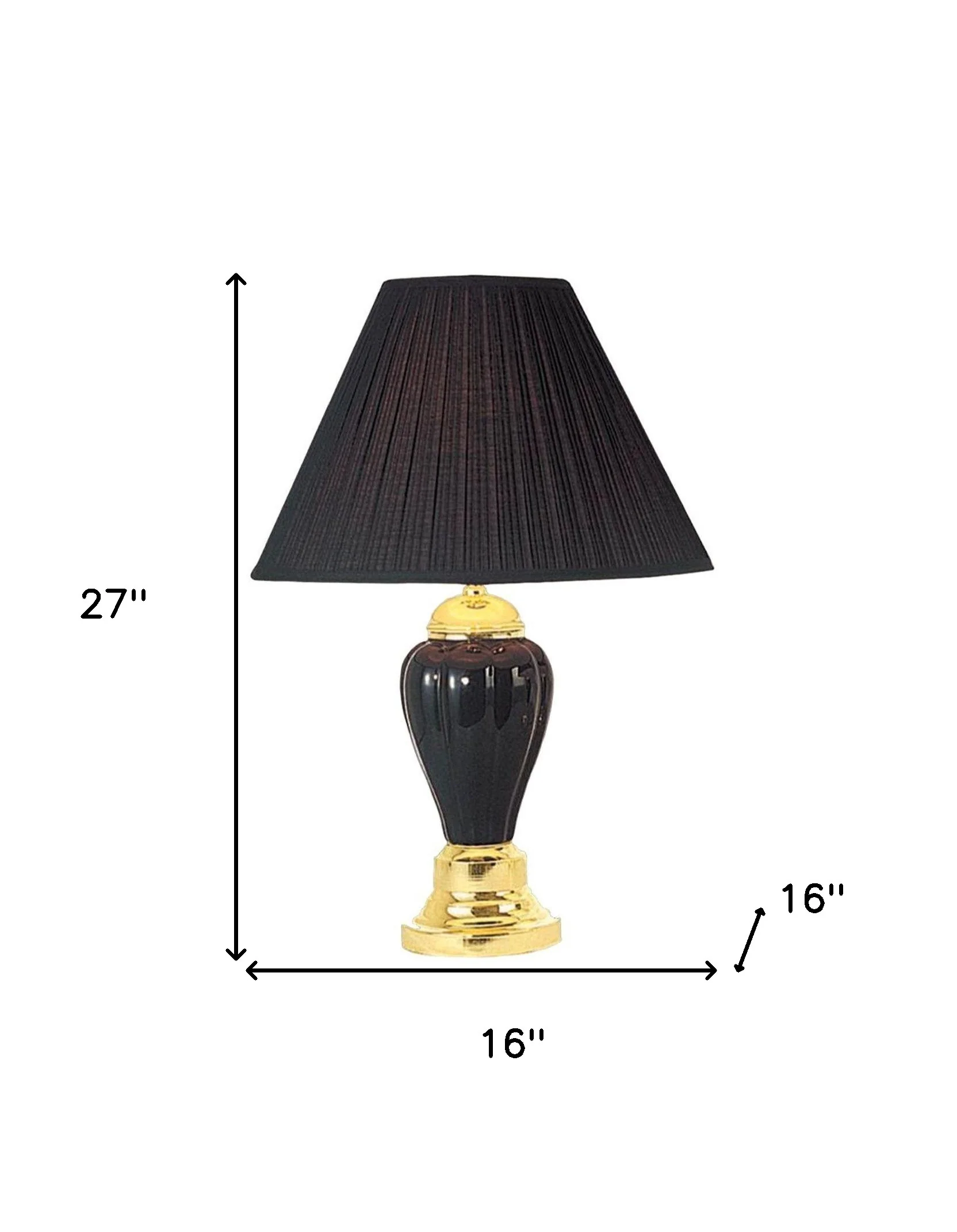 27" Black and Gold Ceramic Urn Table Lamp With Black Empire Shade - Image 7