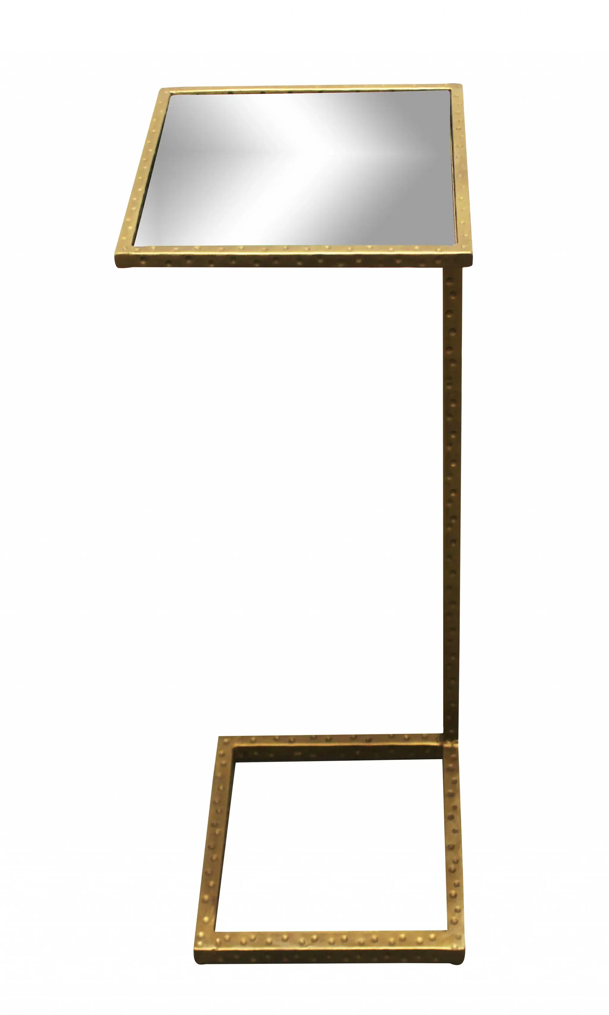 27" Brass And Silver Mirrored Square Mirrored End Table - Image 3