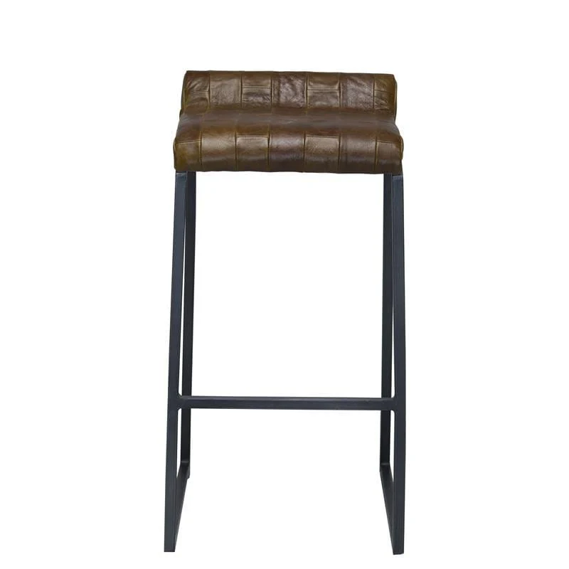 27 " Brown And Black Iron Backless Counter Height Bar Chair - Image 4
