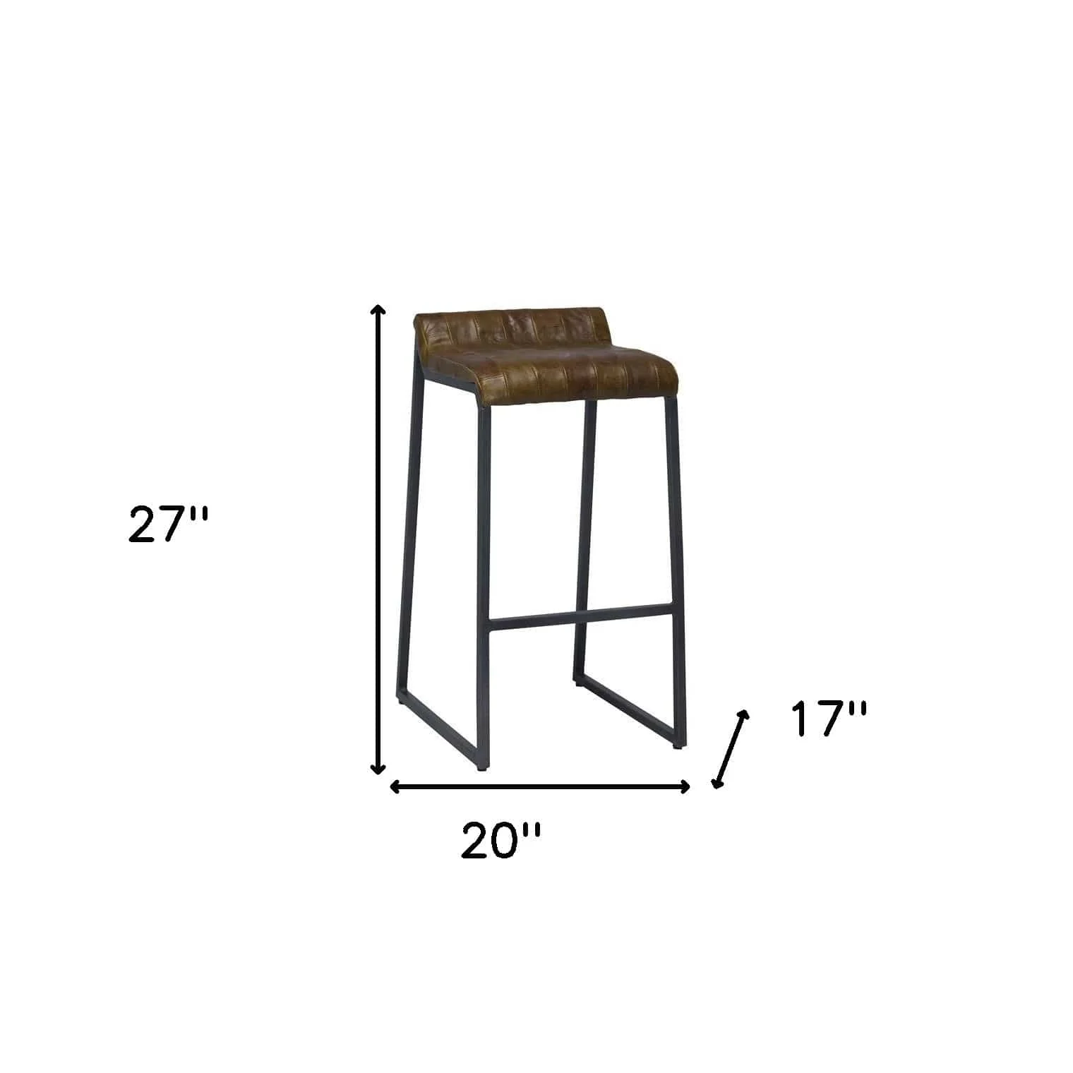 27 " Brown And Black Iron Backless Counter Height Bar Chair - Image 6