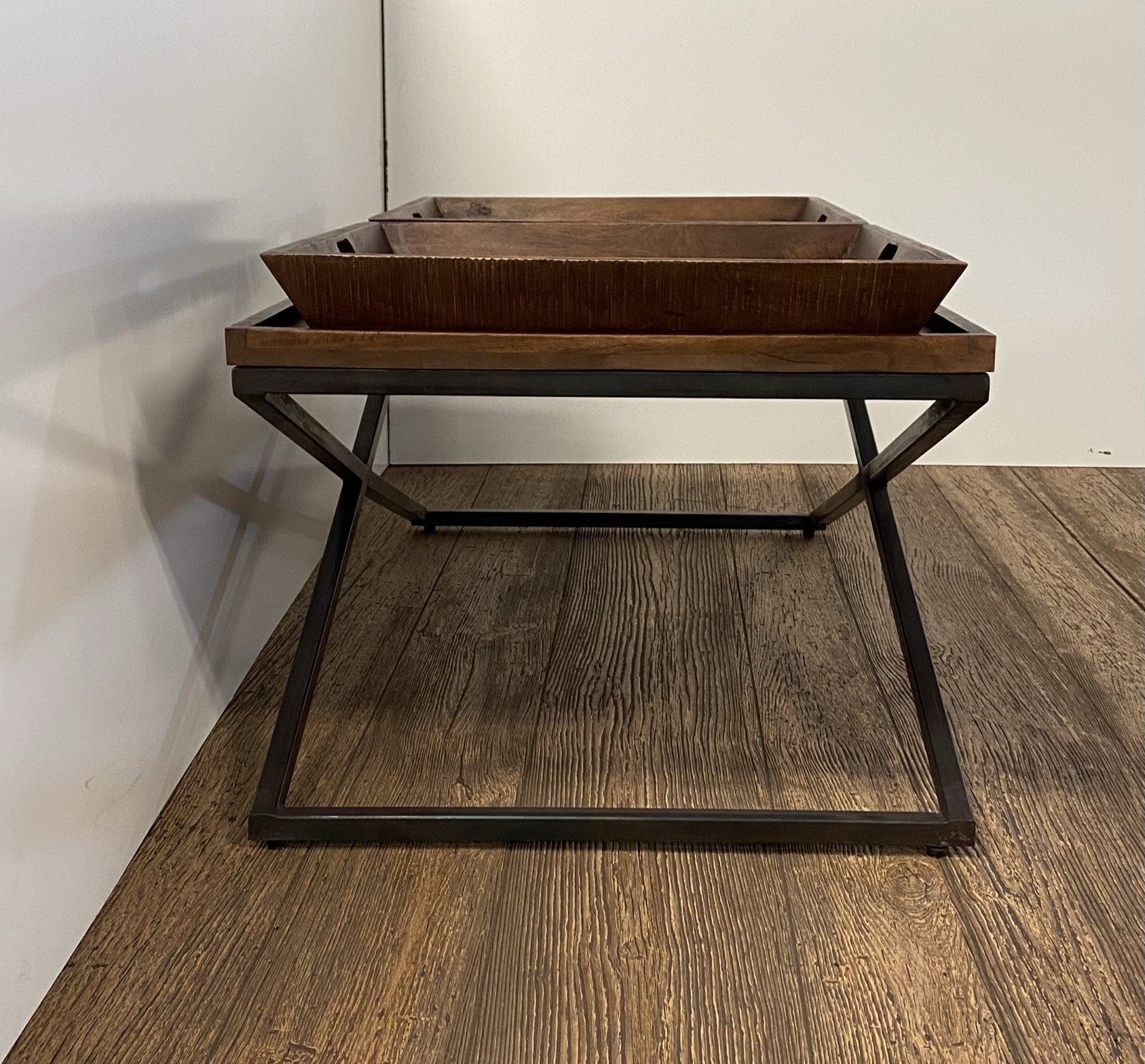27" Brown And Black Solid Wood Coffee Table - Image 5