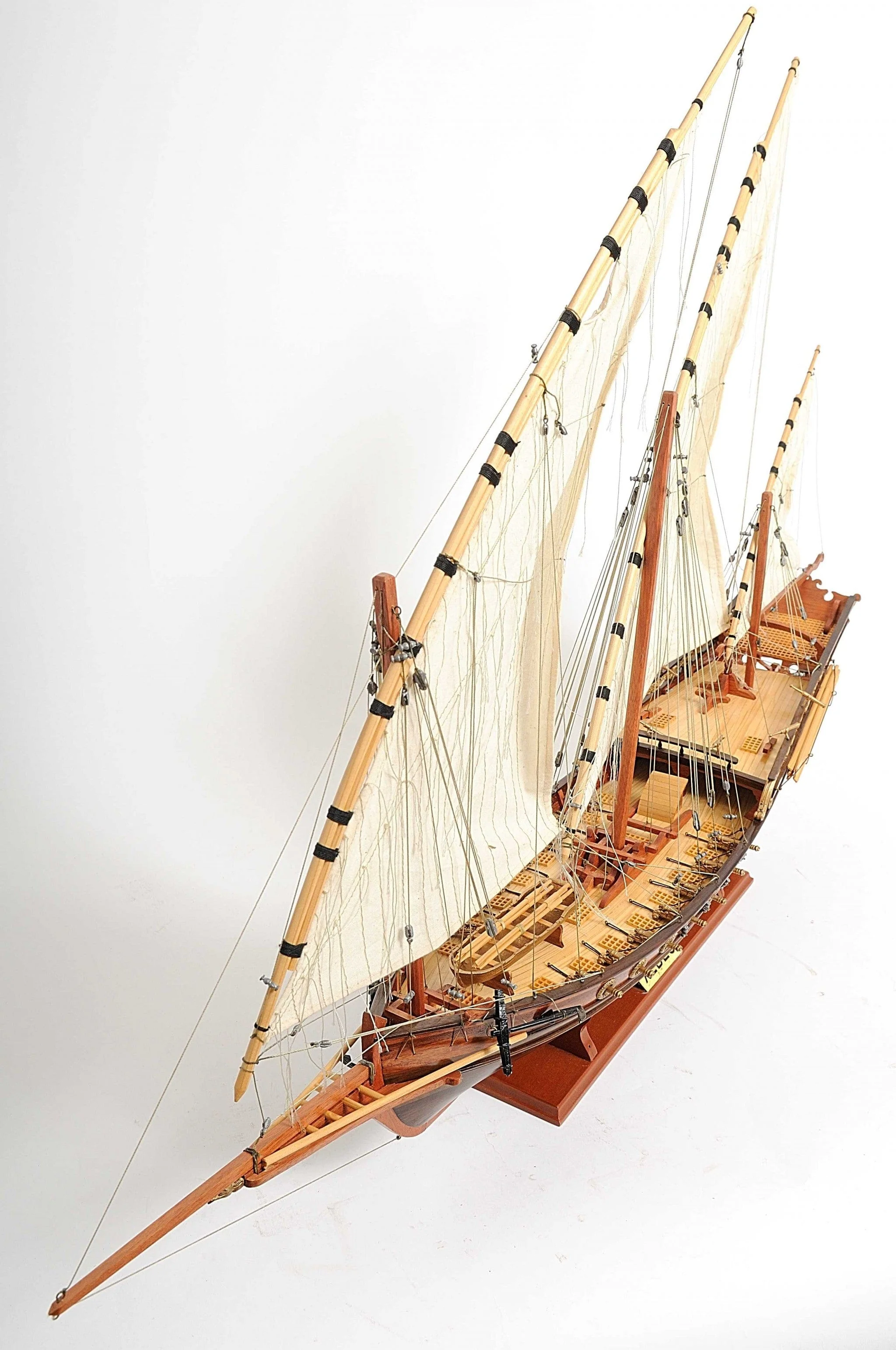 27" Brown Manufactured Wood Boat Hand Painted Sculpture - Image 5