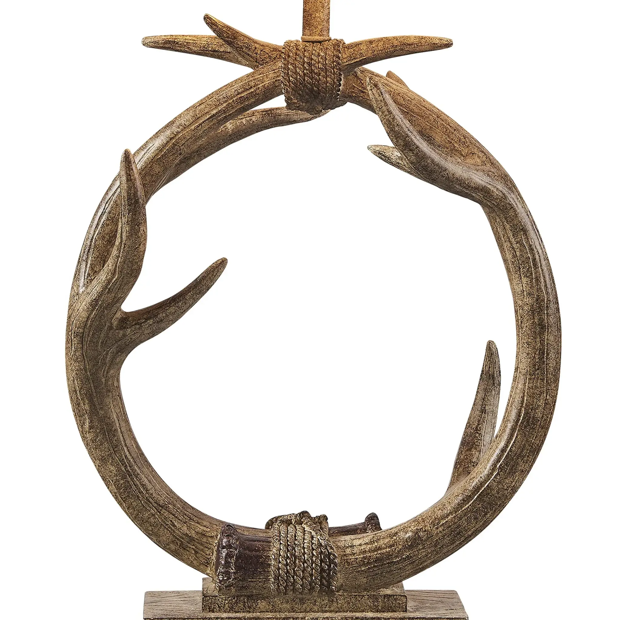 27" Brown Rustic Faux Antlers Table Lamp With White Drum Shade - Image 3