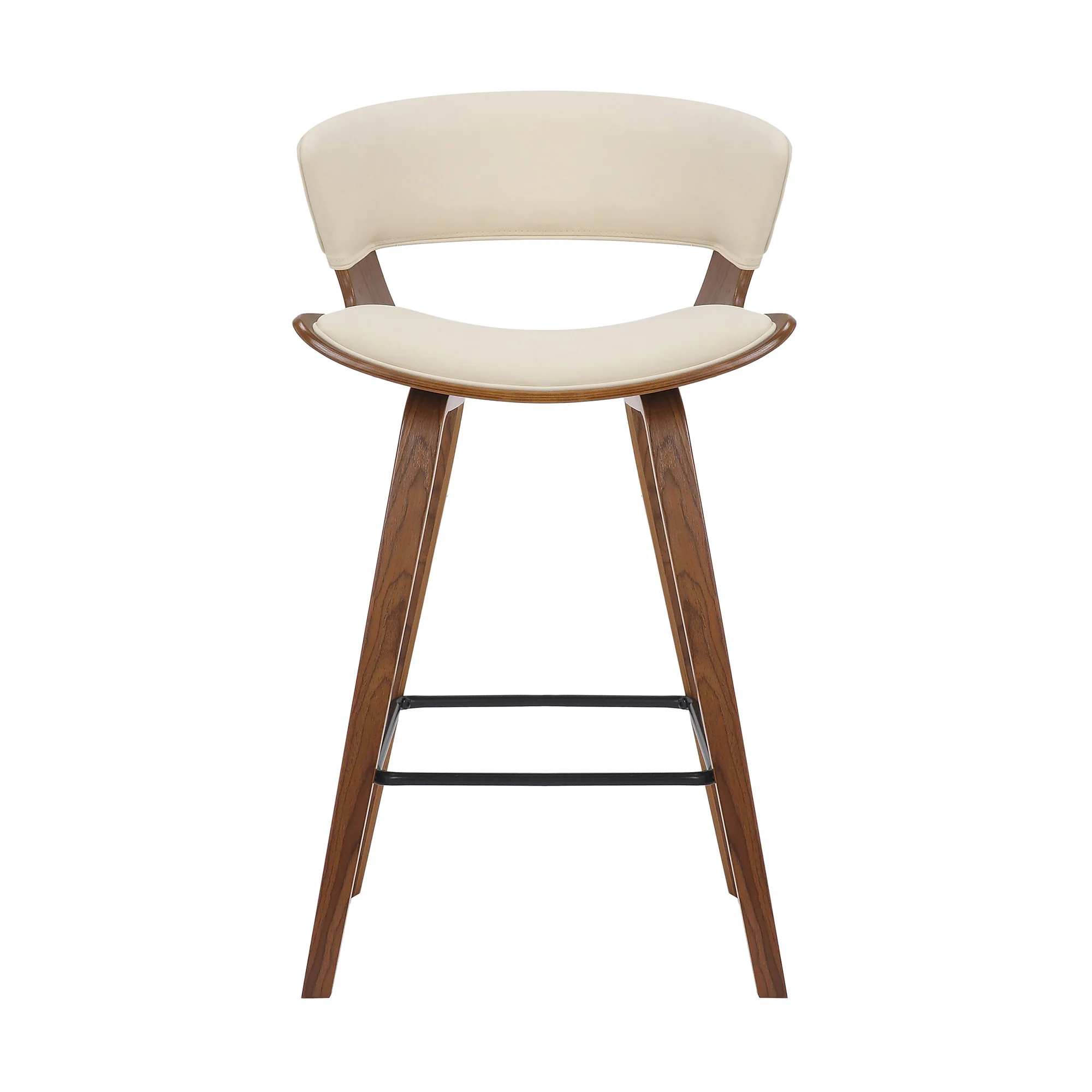 27" Cream And Brown Iron Low Back Counter Height Bar Chair - Image 2