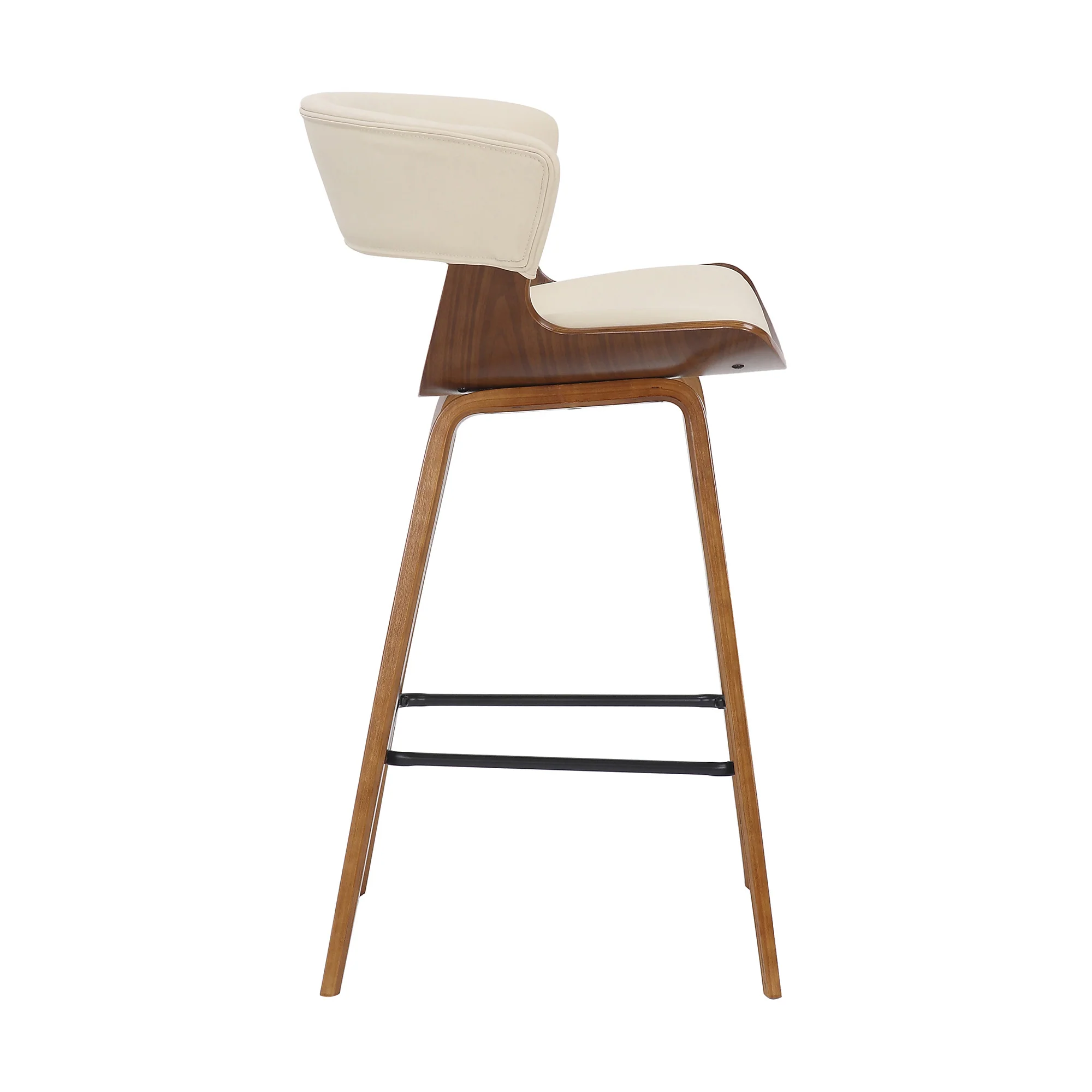 27" Cream And Brown Iron Low Back Counter Height Bar Chair - Image 3