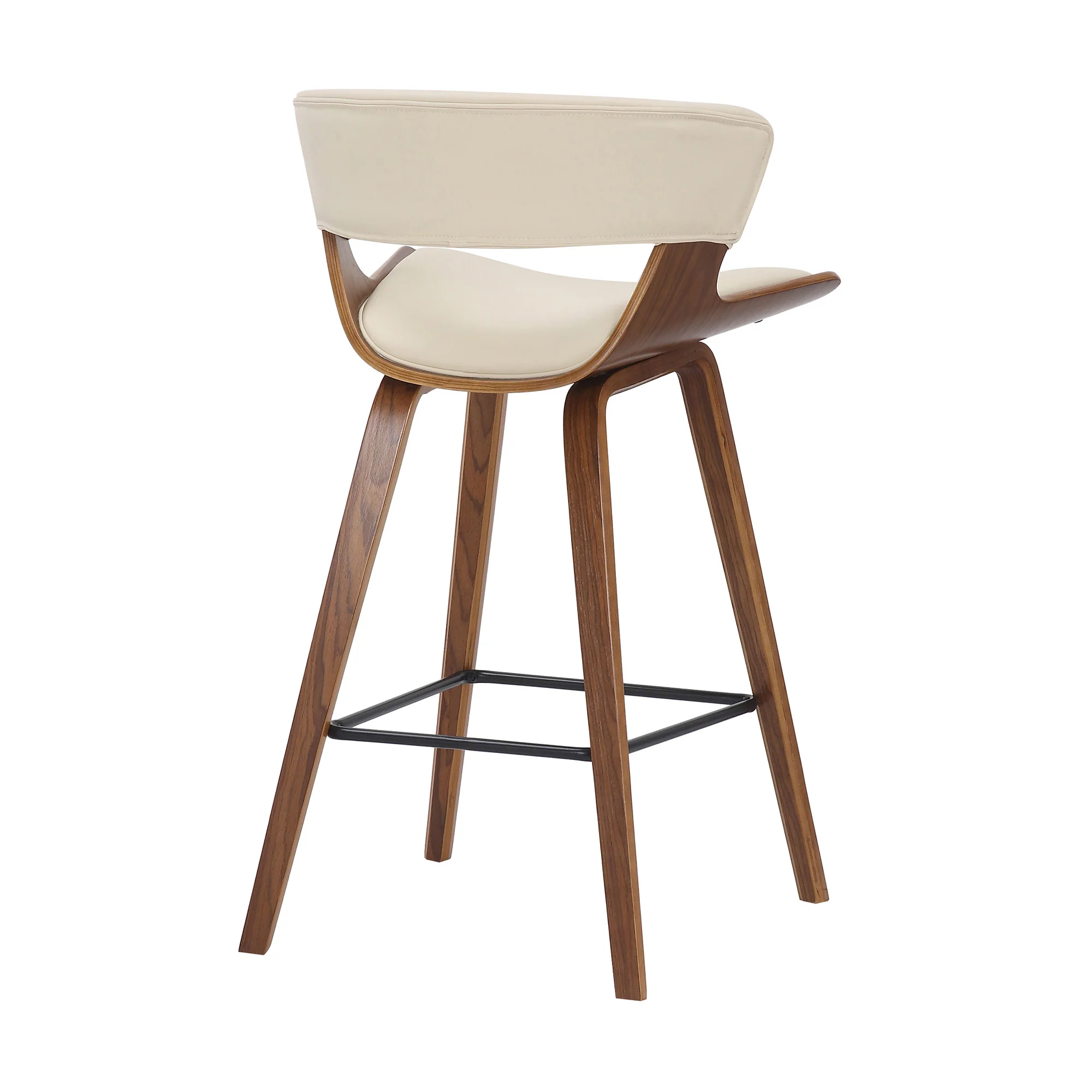 27" Cream And Brown Iron Low Back Counter Height Bar Chair - Image 4