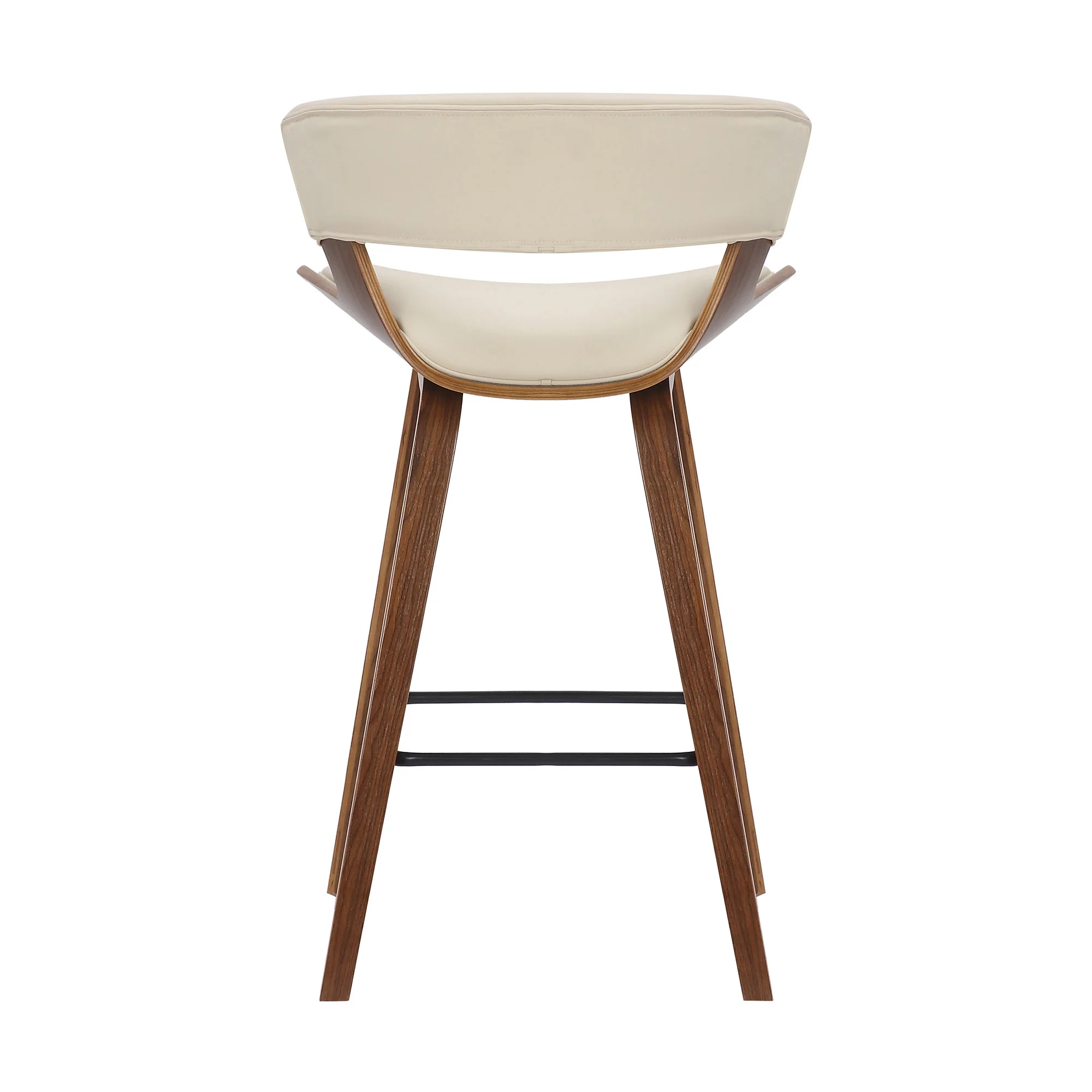 27" Cream And Brown Iron Low Back Counter Height Bar Chair - Image 5