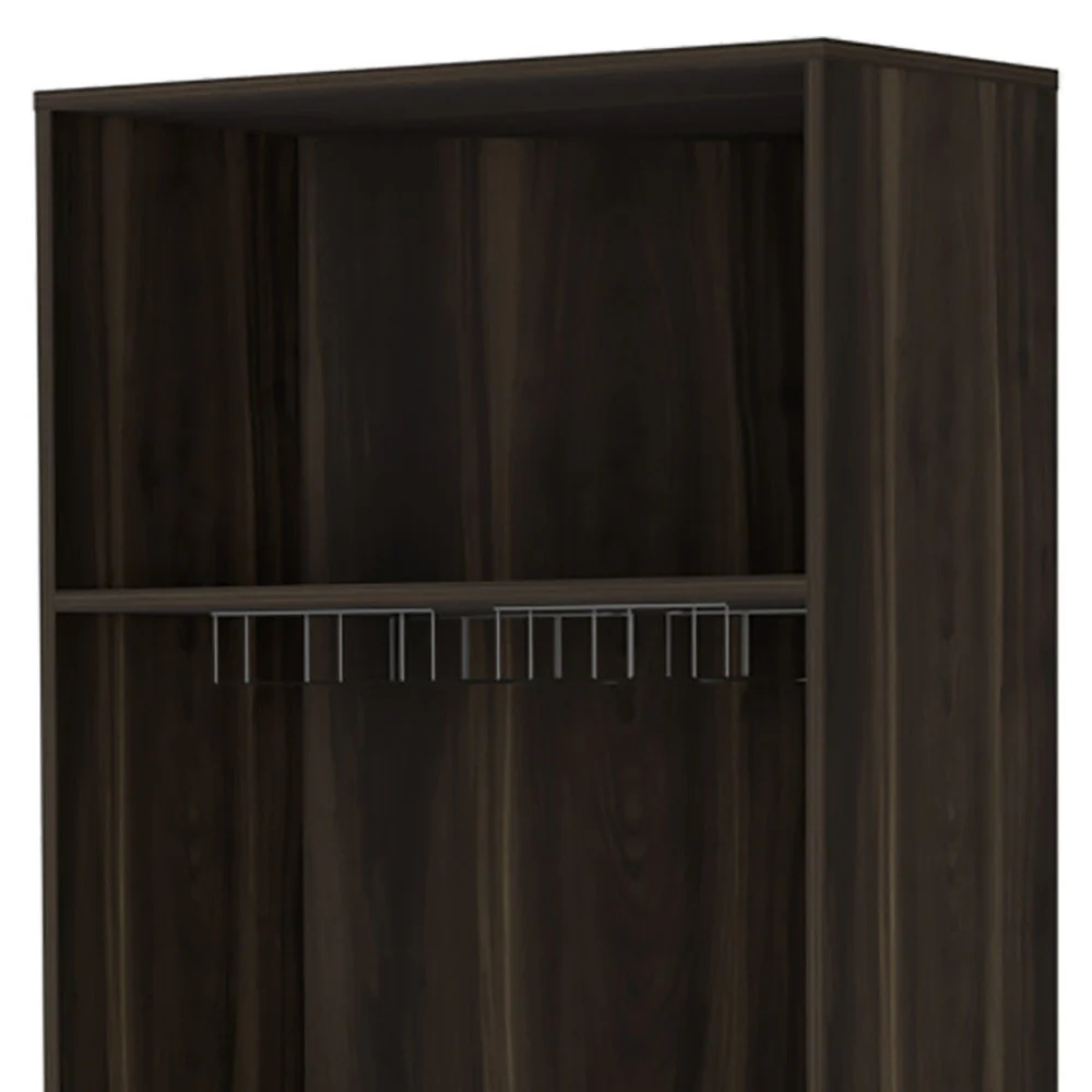 27" Dark Brown Corner Bar Cabinet With Multiple Shelves - Image 5